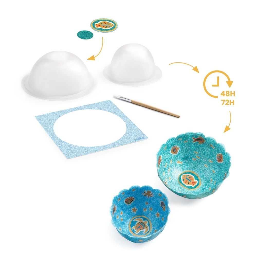 DIY Paper Bowls Kit - Create 2 Ocean-Themed Decorative Bowls for Home Decor & Kids Crafts | Perfect for Beach House Decorations, Party Favors & Creative Gift Ideas