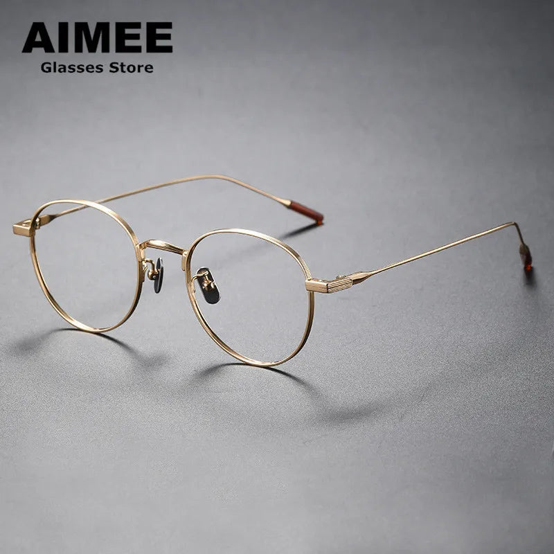 Aimee Unisex Full Rim Round Titanium Eyeglasses 80804 - Lightweight Durable Frame for Men & Women - Perfect for Reading, Work, and Everyday Wear