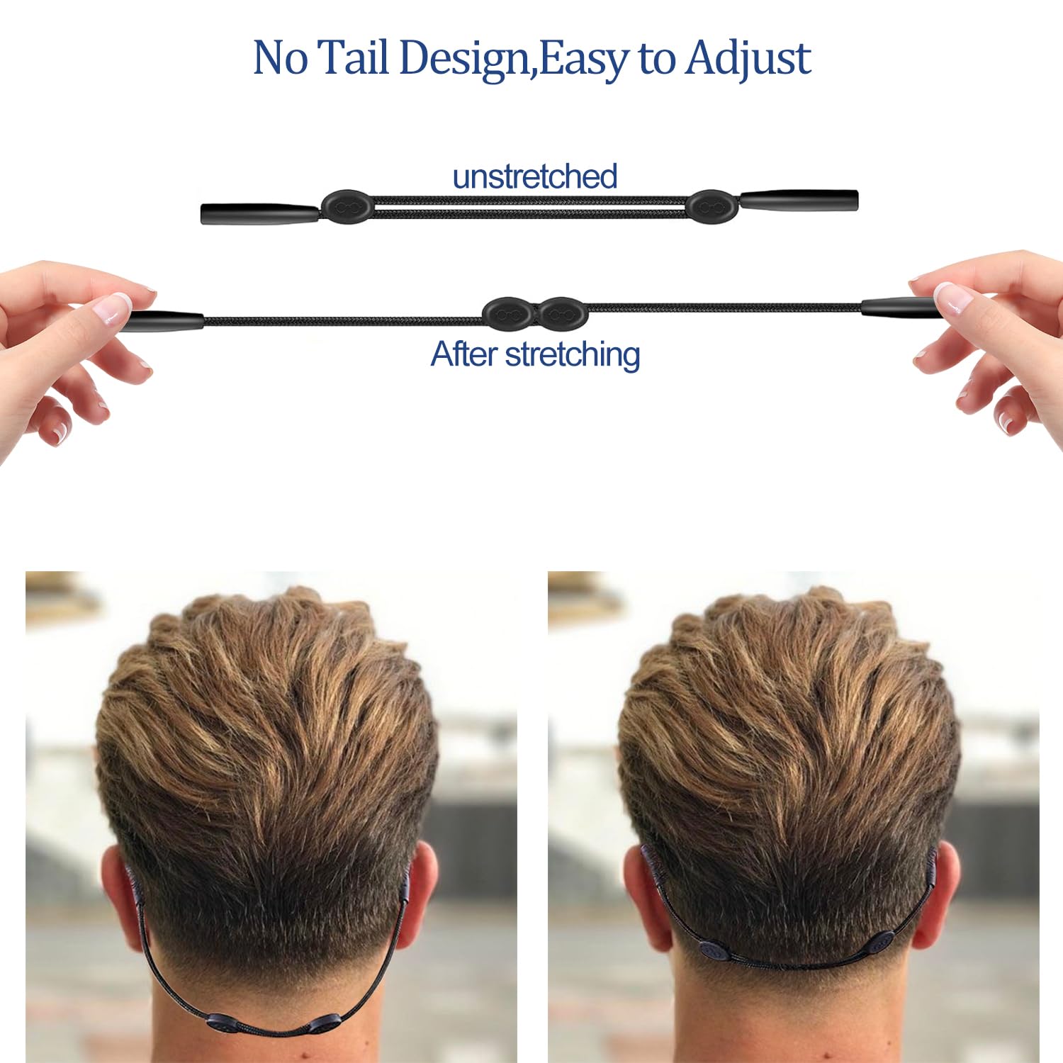 Premium Nylon Sunglasses Strap - No Tail Sports Eyewear Retainer for Men & Women (3-Pack, Black) | Perfect for Running, Hiking, Cycling & Outdoor Activities