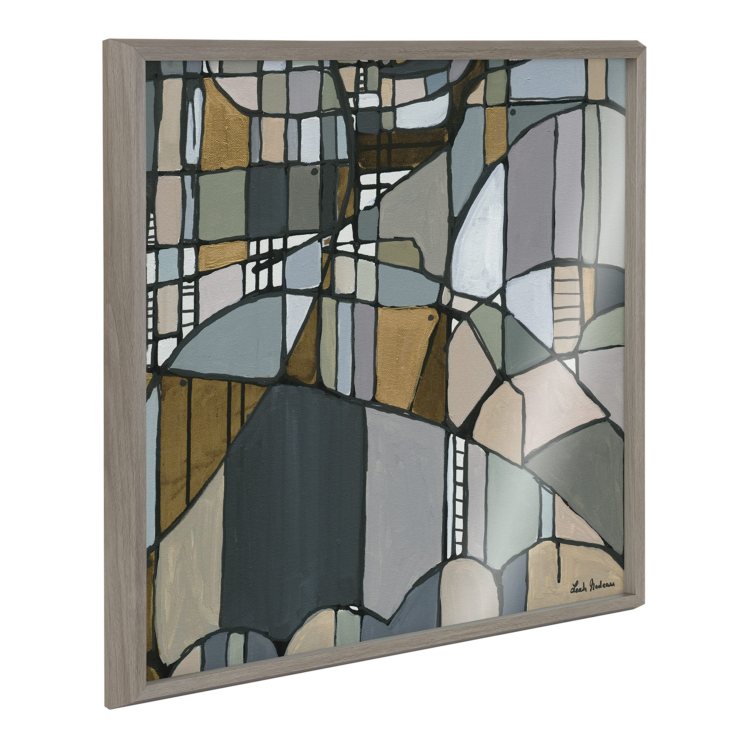 Kate and Laurel Blake Deco Nadeau 24x24 Gray Framed Abstract Wall Art Print - Modern Leah Nadeau Acrylic Painting for Living Room, Bedroom & Office Decor