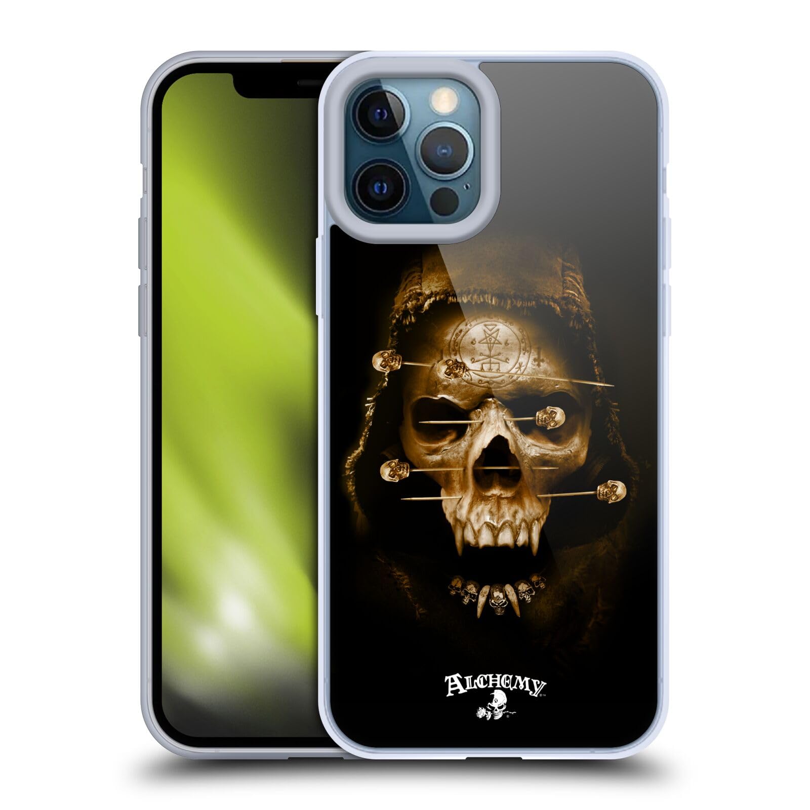 Officially Licensed Alchemy Gothic Death Fetish Skull Soft Gel Case for Apple iPhone 12 Pro Max - Gothic Style Phone Cover with Shock Absorption for Daily Use, Parties & Halloween