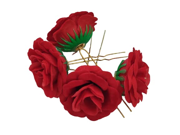 Elegant Rose Hair Barrettes for Women - Floral Hair Clips for Wedding, Party & Special Occasions - Perfect Hair Accessory for Bridal Hairstyles & Formal Events (Set of 1)