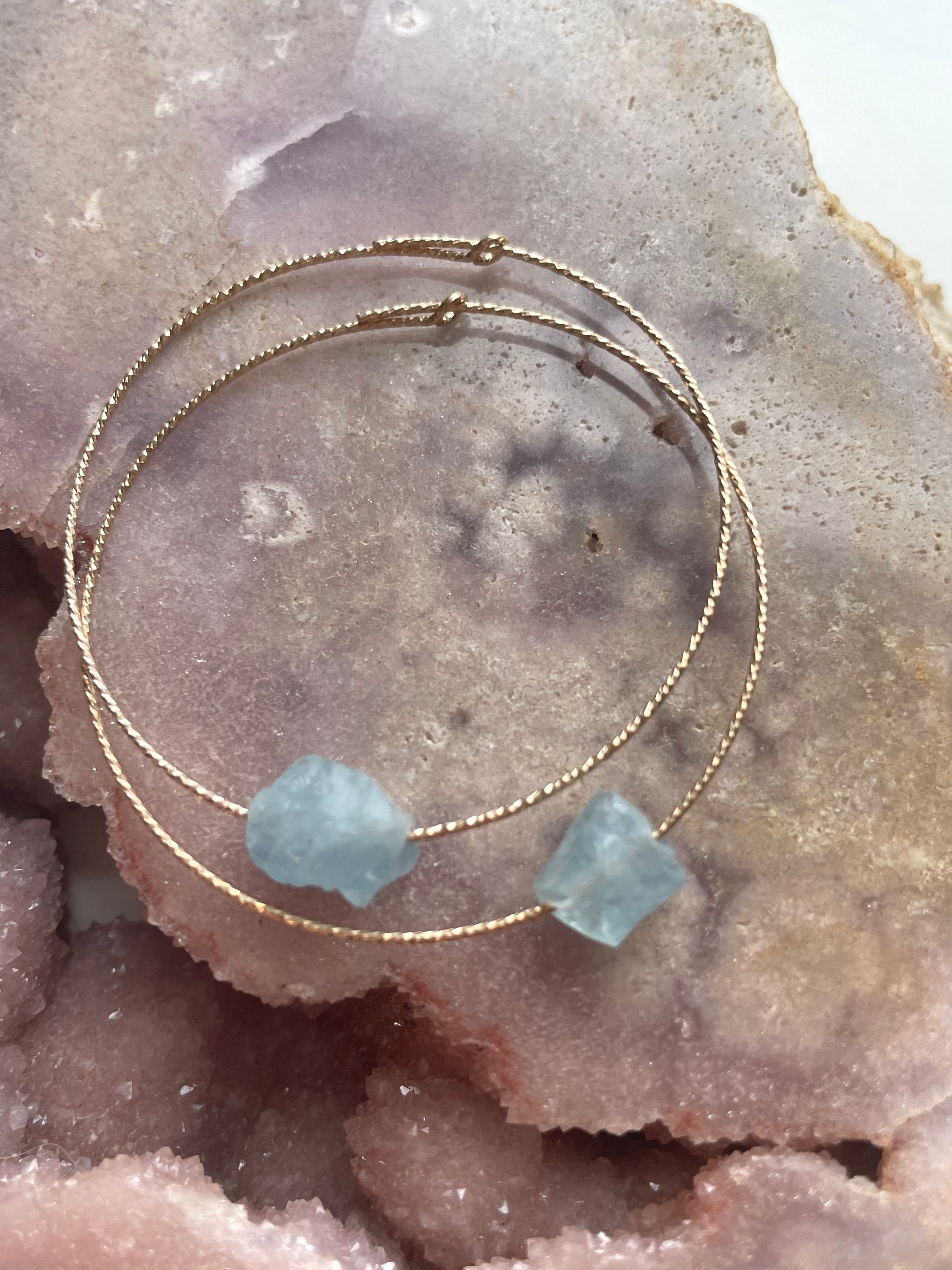Elegant Raw Natural Aquamarine Hoop Earrings - 14K Gold Filled or 925 Sterling Silver - Perfect for Weddings, Date Nights & Special Occasions