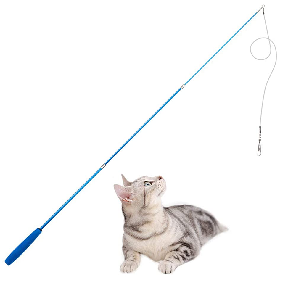Interactive Retractable Cat Wand Toy - 3-Section Extendable Teaser with Feather for Kittens & Adult Cats | Durable Catcher Fishing Pole Exerciser | Perfect for Indoor Play, Training & Bonding with Your Feline Friend