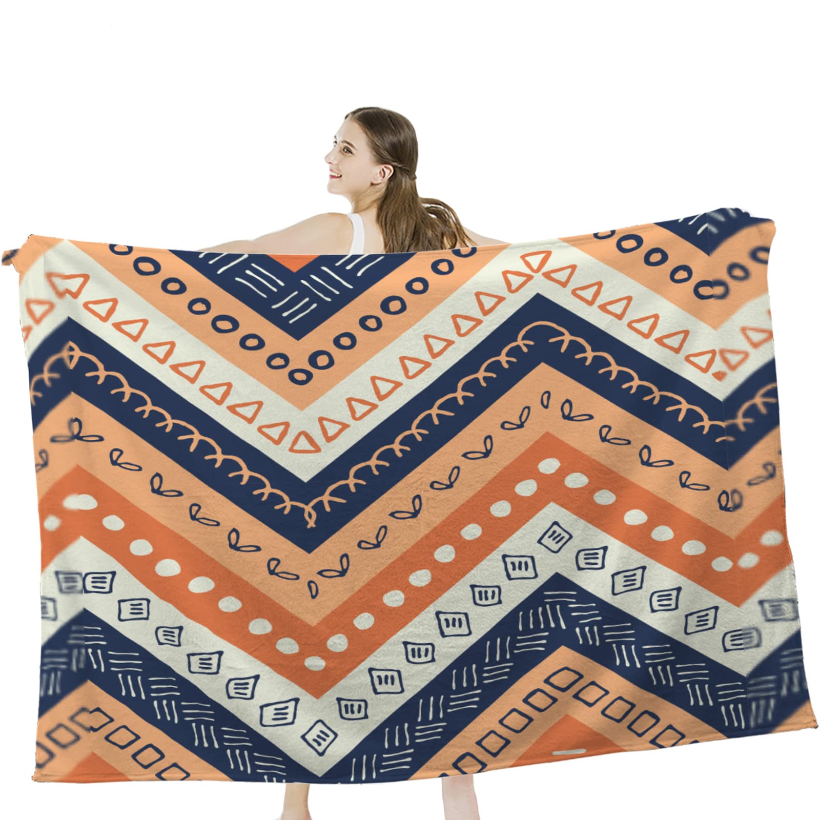 Maikeway Soft Boho Throw Blanket - 60x50 Inch Cozy Bohemian Flannel Blanket for Bed, Sofa & Outdoor Use | Perfect for Lounging, Picnics & Home Decor
