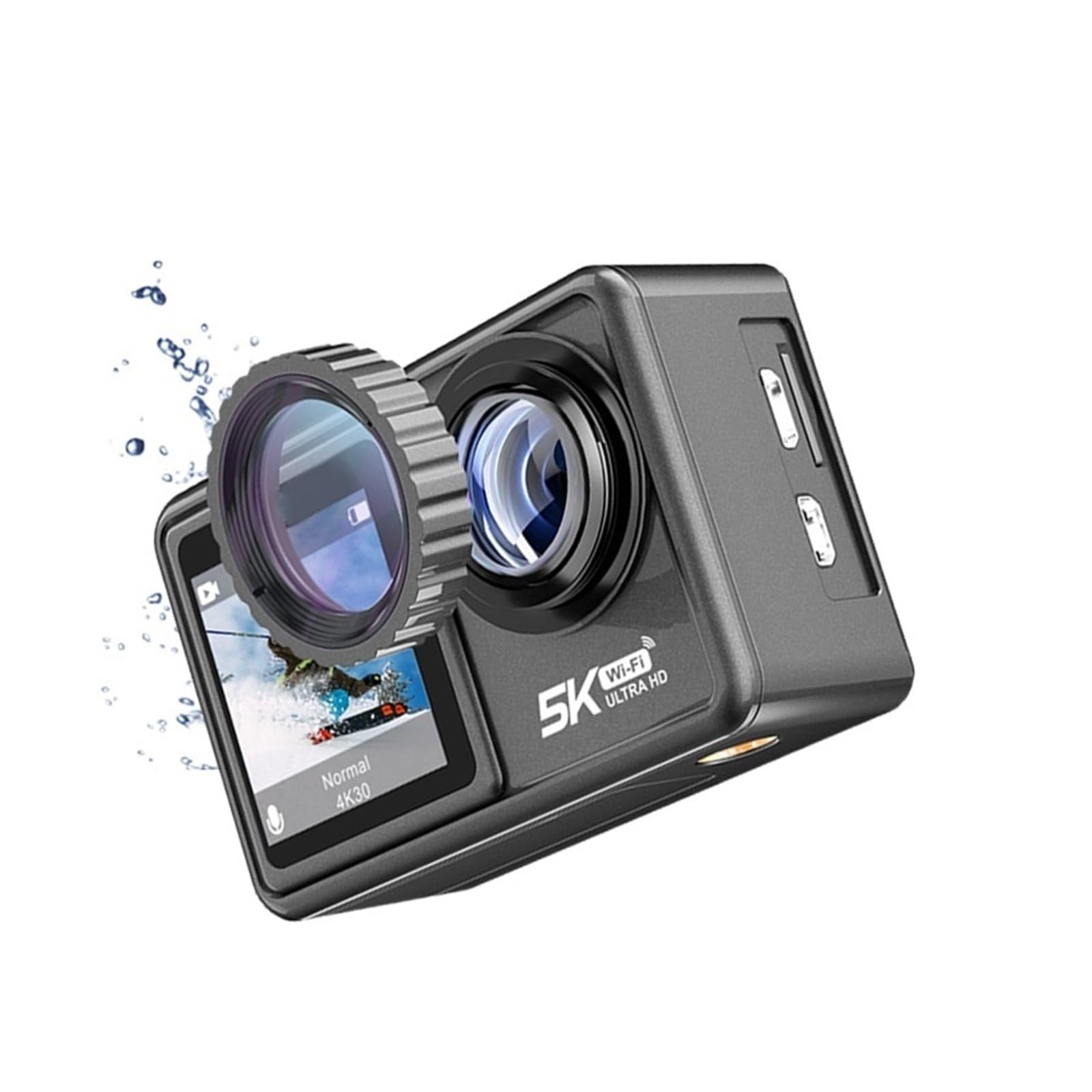 NMBHUS 5K Action Camera with 48MP Zoom, 1080P Webcam, WiFi & Remote - 32GB 4K 30FPS - Perfect for Vlogging, Sports & Outdoor Adventures