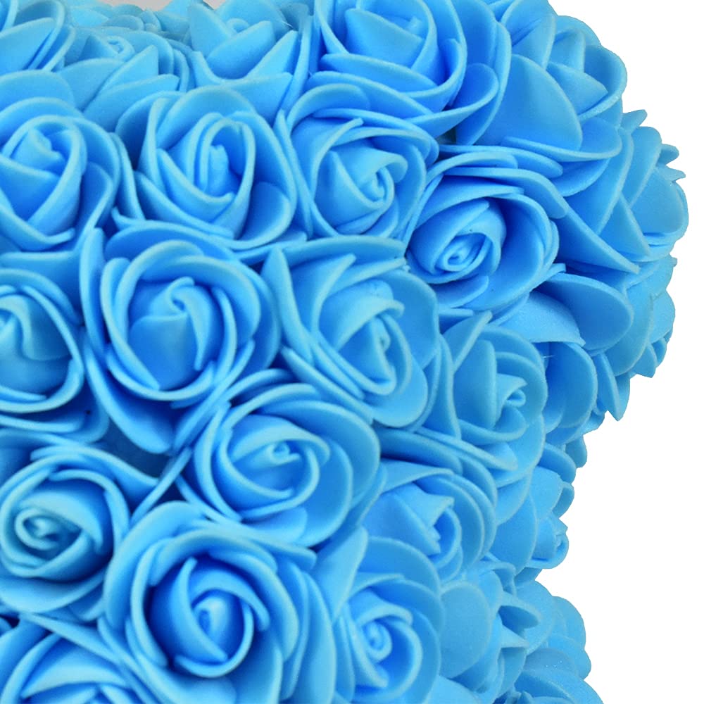 TNZMART Handmade Rose Bear - Blue Rose Teddy Bear with 10 Inch Gift Box, Perfect for Mother's Day, Valentine's Day & Anniversary Gifts | Romantic Home Decor & Surprise Present for Loved Ones
