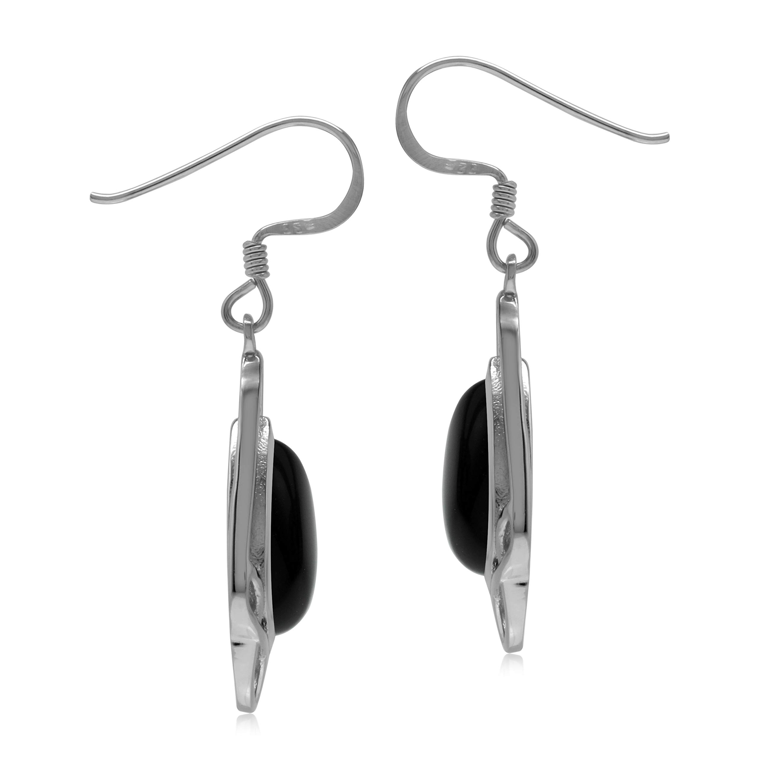 Natural Black Onyx 925 Sterling Silver Celtic Knot Weave Dangle Drop Earrings for Women - Handmade Boho Jewelry Gift for Birthday, Anniversary & Special Occasions - Perfect for Weddings, Parties & Everyday Wear