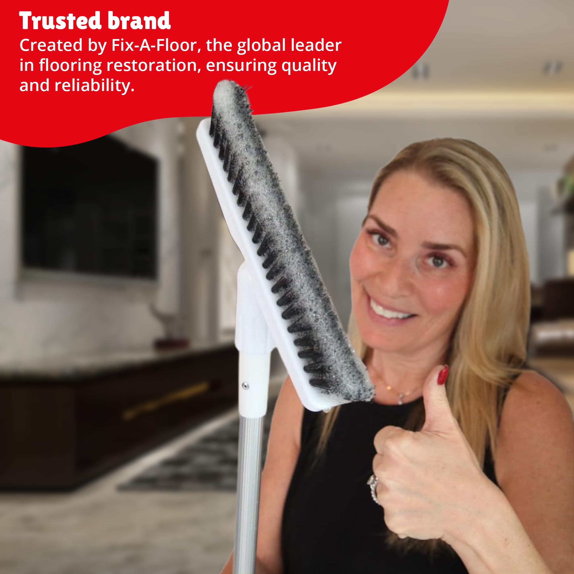 Heavy Duty Grout Scrub Brush with Long Handle - Stiff Bristles Tile & Shower Floor Cleaner - Bathroom Grout Cleaning Brush for Tile Floors, Shower Corners, Kitchen Backsplash - Perfect for Deep Cleaning Grout Lines and Hard-to-Reach Areas