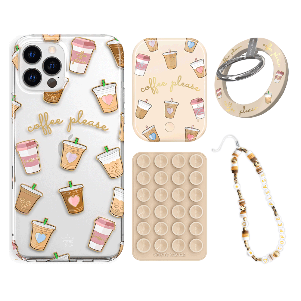 Premium Coffee First iPhone Bundle Set - Anti-Slip Grip & Stylish Protection for iPhone | Perfect for Coffee Lovers, Office Use & Daily Commute