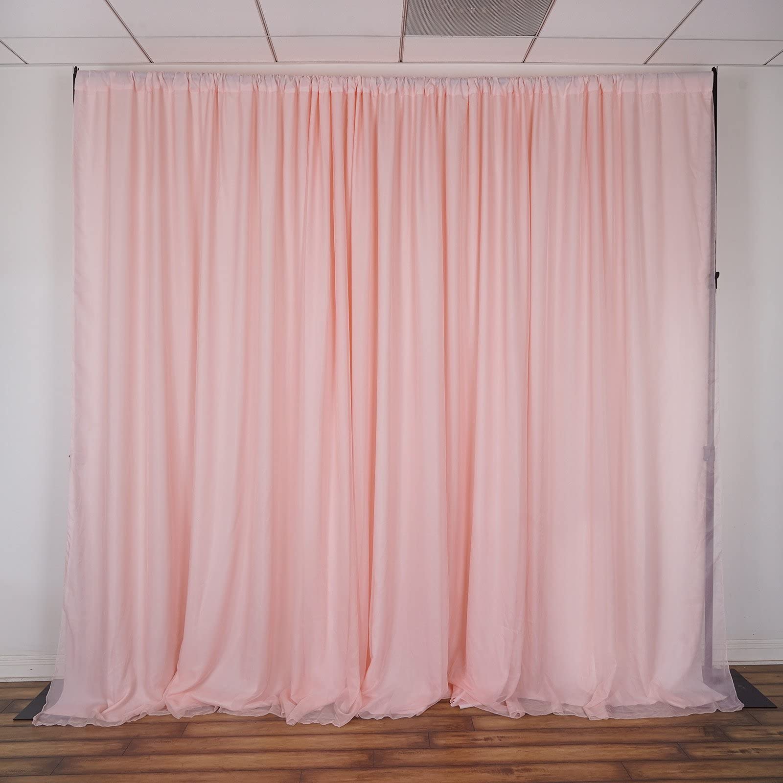 20 ft x 10 ft Blush Pink Chiffon Fabric Backdrop Curtain for Photography, Wedding, Birthday Party Decorations - Elegant Soft Draping for Photo Booth, Stage Background, and Event Decor