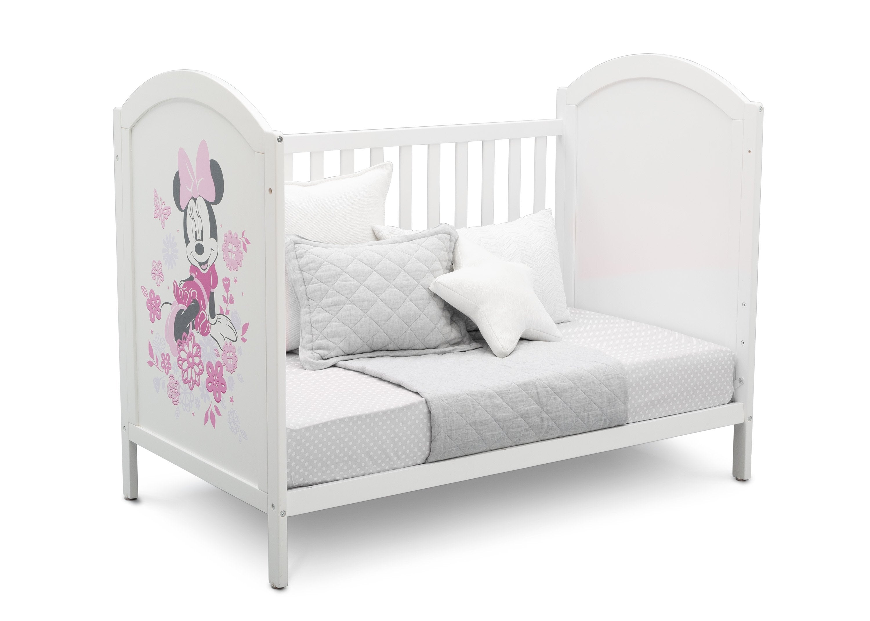 Minnie Mouse 4-in-1 Convertible Baby Crib - Nursery Furniture for Girls, Toddler Bed & Daybed - Perfect for Disney Themed Bedrooms & Baby Showers