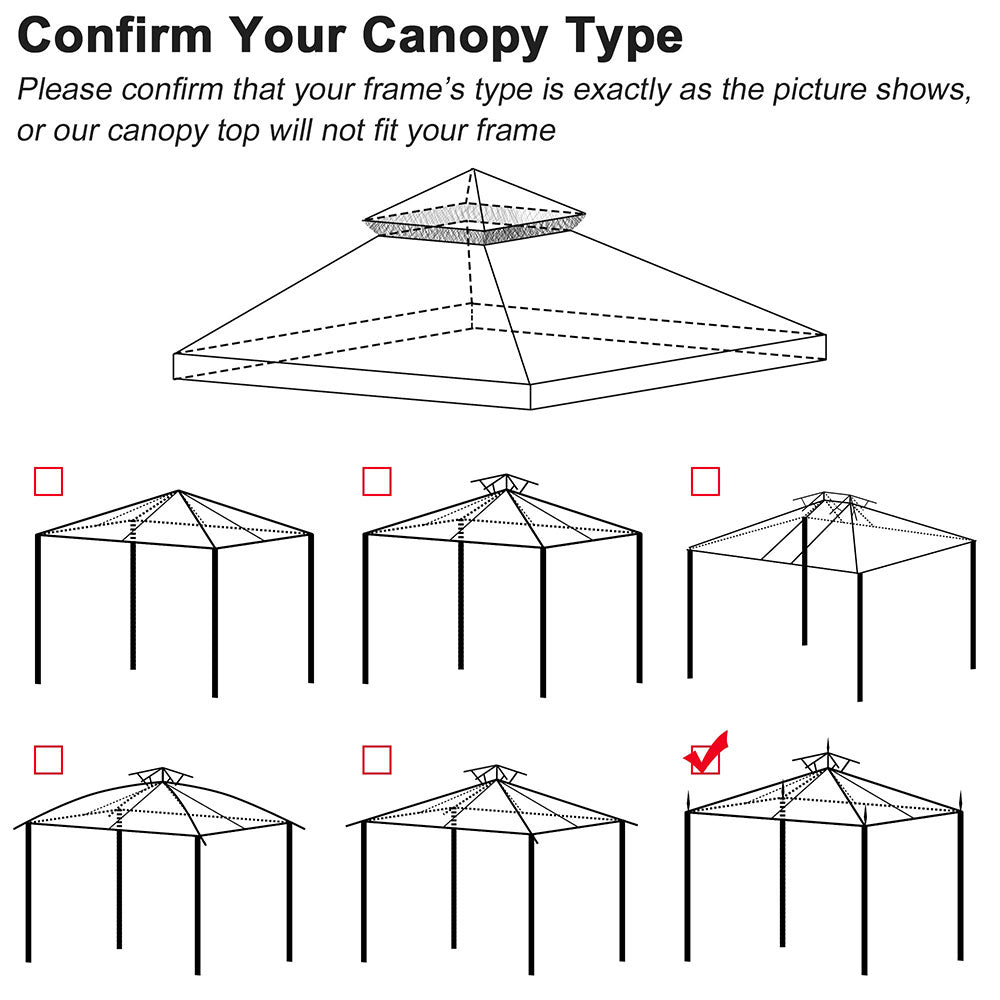 2 Tier Replacement Canopy for Sunjoy L GZ288PST 4D Gazebo - 12'x10' Outdoor Patio Cover - Perfect for Backyard, Garden, and Poolside Shade