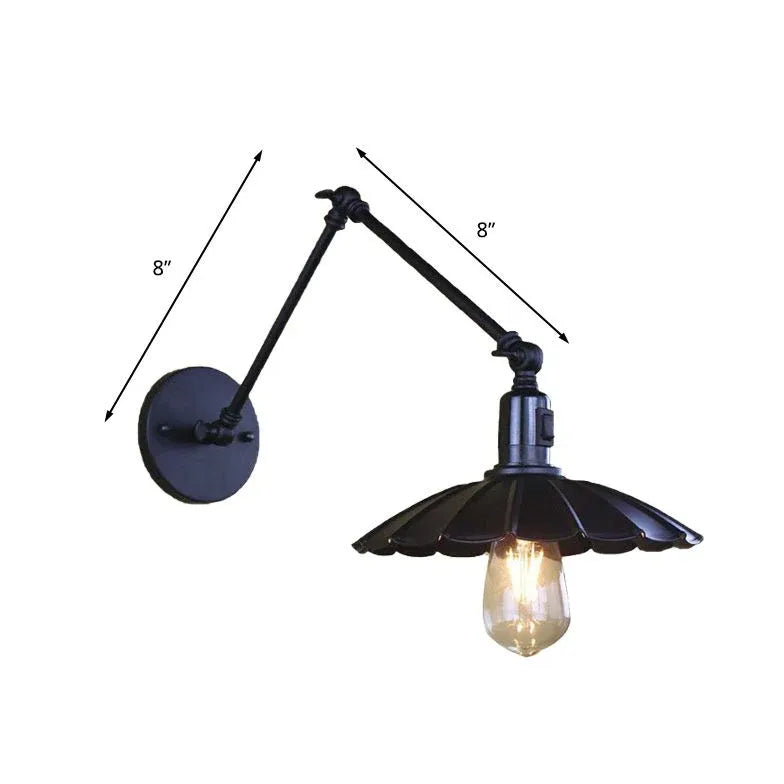 Vintage Flower Lampshade Swing Arm Wall Light - Adjustable Reading Light for Bedroom, Living Room & Study Room