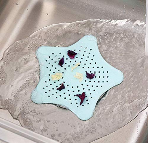 4 PCS Starfish Hair Catcher - Bathroom Drain Cover, Kitchen Sink Strainer, Bathtub Drain Protector - Prevents Clogged Drains in Kitchen & Bathroom - Perfect for Showers, Sinks, and Tubs