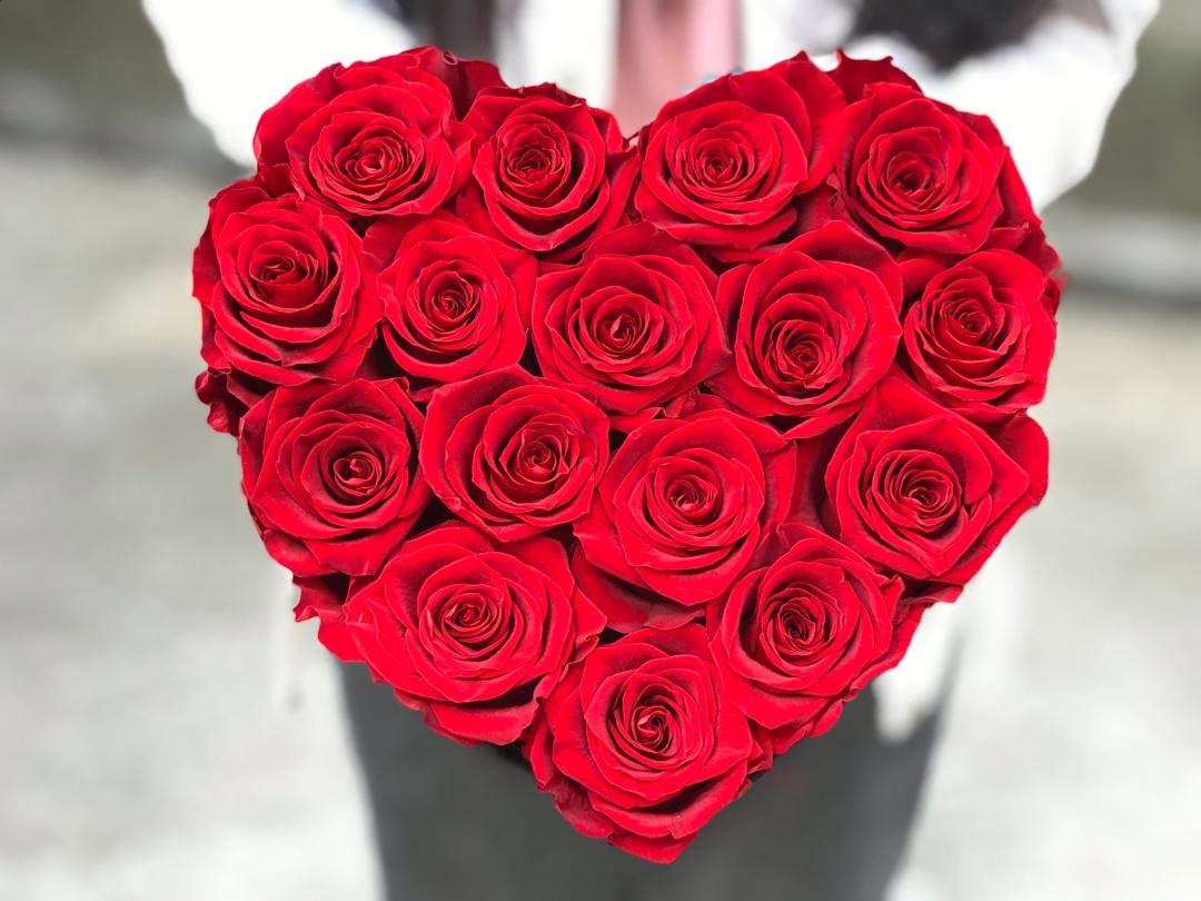 Eternal Red Roses & Hazelnut Chocolates Gift Box - Luxury Preserved Roses Romantic Gift Basket for Valentine's Day, Anniversary & Special Occasions