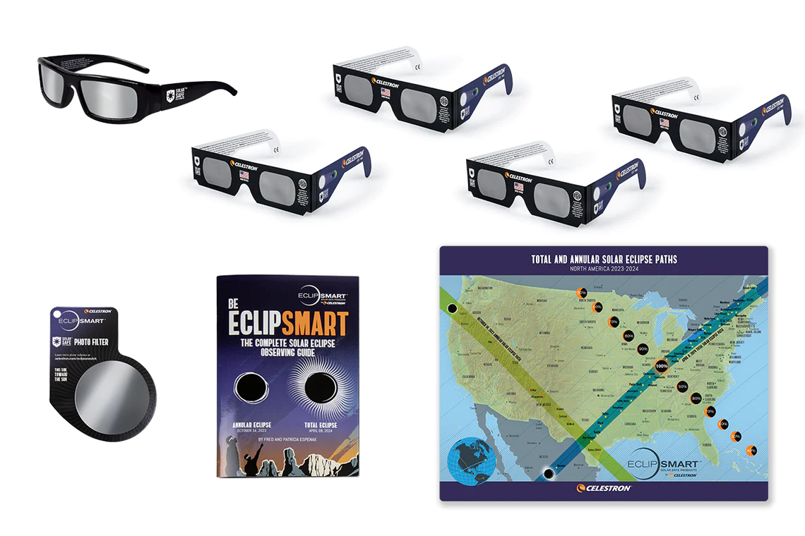 EclipSmart 8-Piece Solar Eclipse Observation Kit with Safe Viewing Glasses & Photography Tools - Perfect for Astronomy Enthusiasts & Science Educators