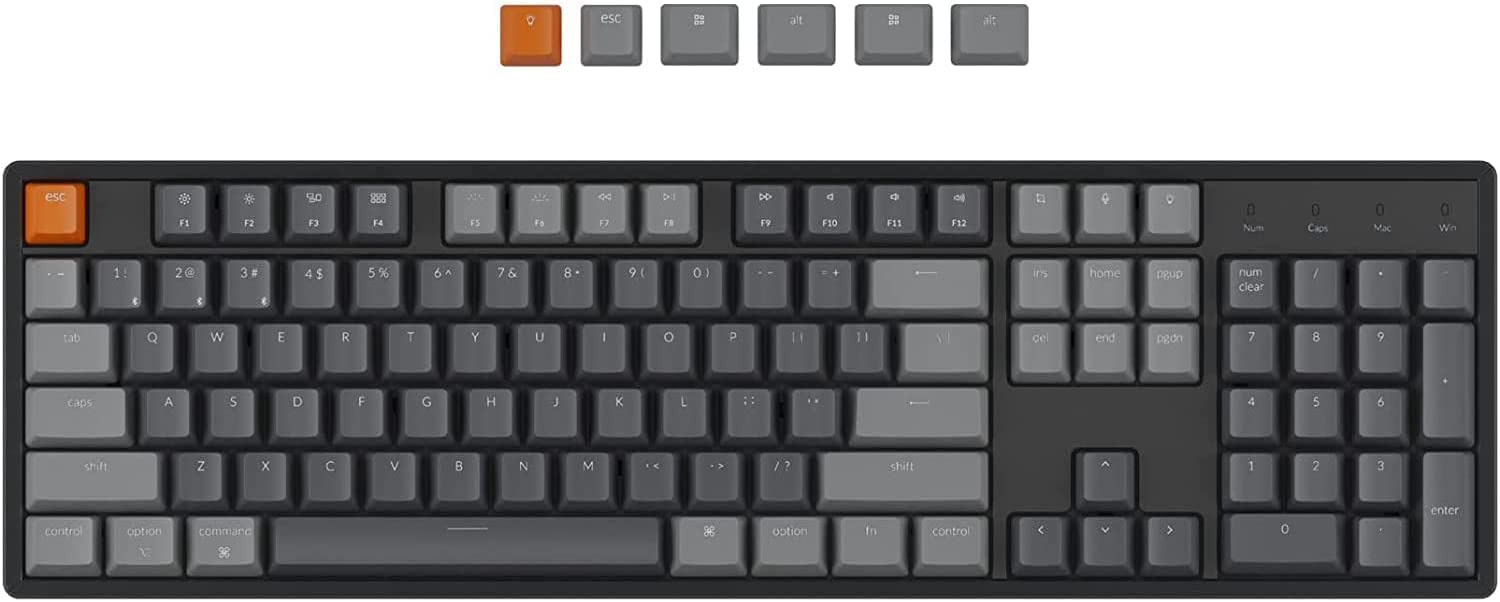 Keychron K10 Full Size Wireless Mechanical Keyboard - 104 Keys RGB Backlit, Gateron G Pro Red Switches, Bluetooth 5.1/USB-C Wired, Aluminum Frame for Mac & Windows - Perfect for Gaming, Office Work & Typing Enthusiasts
