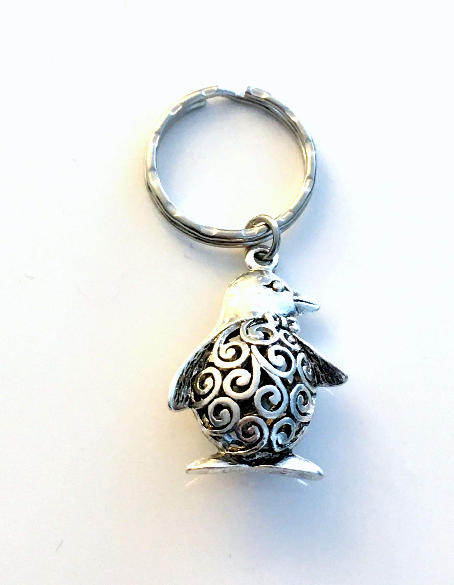 3D Silver Penguin Keychain - Cute Zoo & Sea Animal Gift for Teens, Kids, Niece, Nephew - Perfect for Birthdays, Marine Weddings & Everyday Carry (Backpack, Keys, Purse)