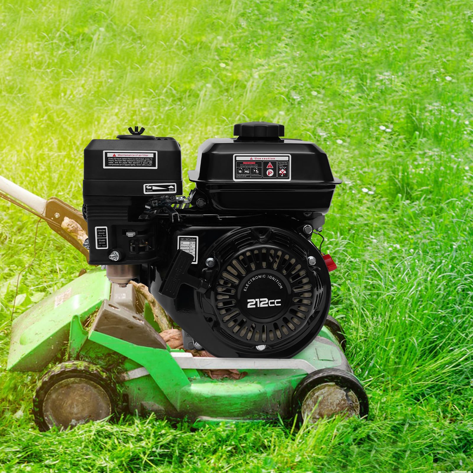 7.5 HP 4-Stroke Horizontal Shaft OHV Gas Engine - Replacement Motor for Go Karts, Log Splitters & Mini Bikes | Durable Single Cylinder Power for Outdoor Power Equipment & Small Vehicles
