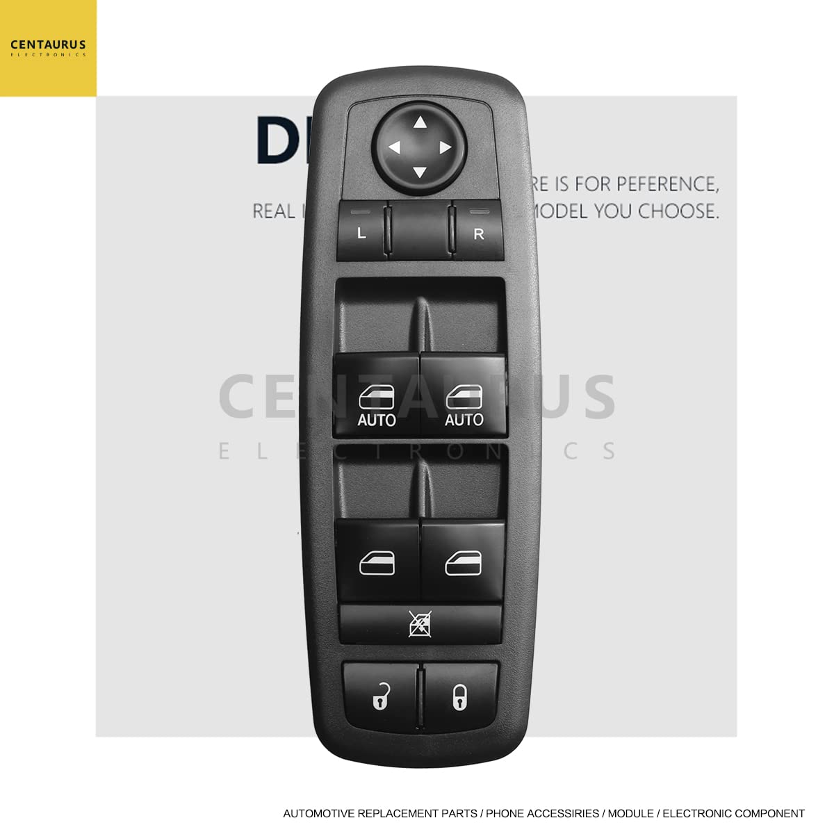 CENTAURUS Master Power Window Switch - Front Left Driver Side Replacement for 2011-2019 Dodge 200 300 Charger & Jeep Cherokee (Part# 68139805AB 68231805AA 68271206AB 68139805AD) - Easy DIY Installation for Car Window Control Repair