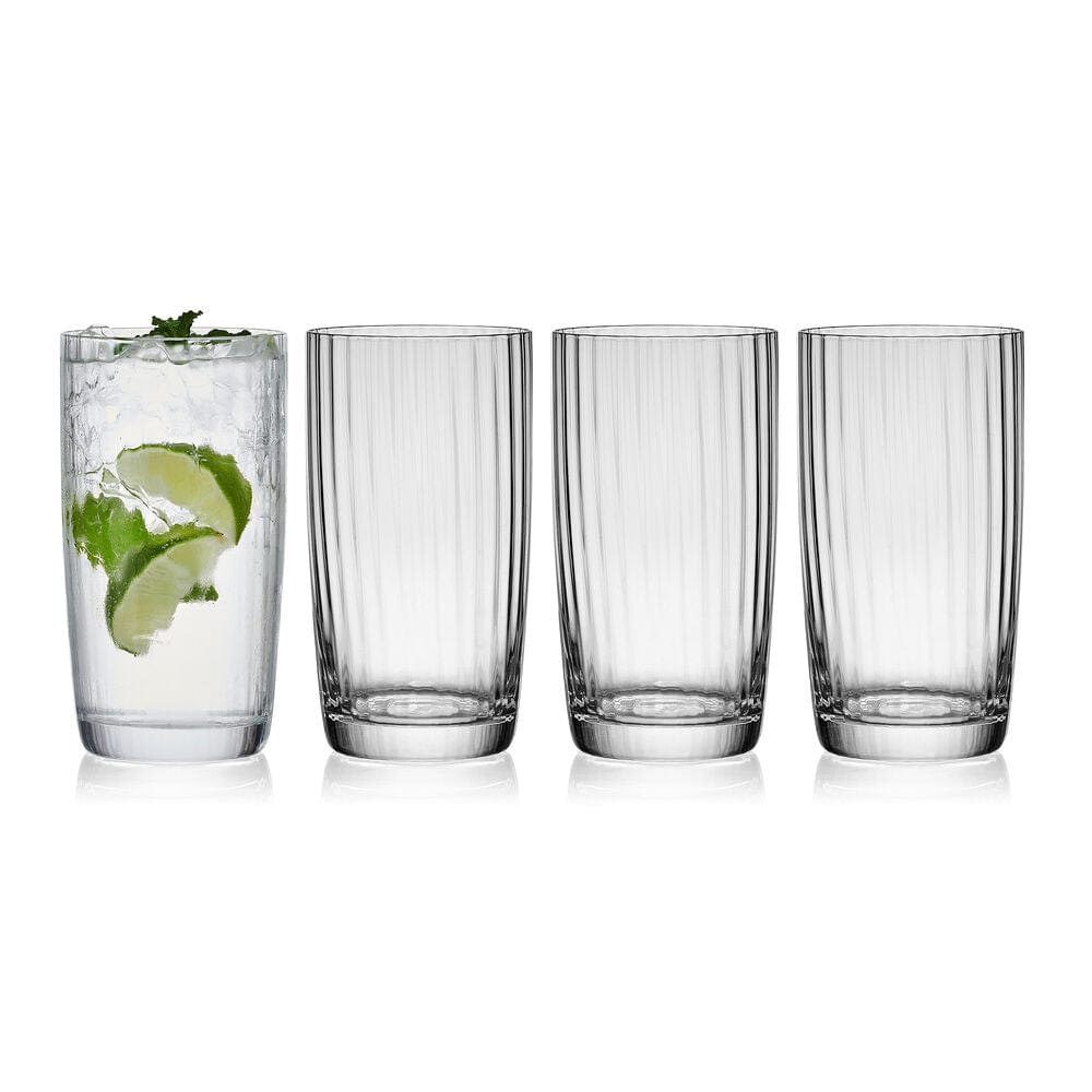 Premium Set of 4 Crystal Clear Highball Glasses for Cocktails, Whiskey & Iced Drinks - Perfect for Home Bars, Parties & Gift Giving