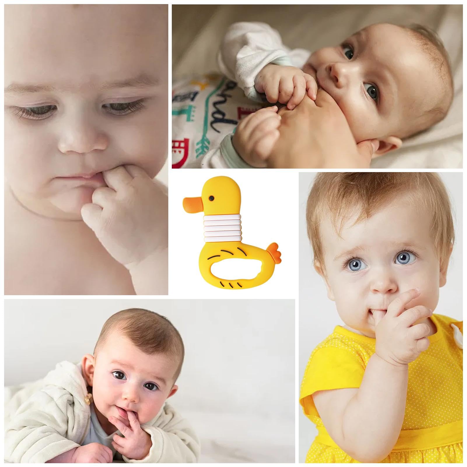 Duck-Shaped Silicone Teether Toy for Babies - Safe Molar Chew Toy to Relieve Teething Pain & Gum Discomfort | Sensory Soothing Toy for Infants & Toddlers | Perfect for Daycare, Travel & Home Use