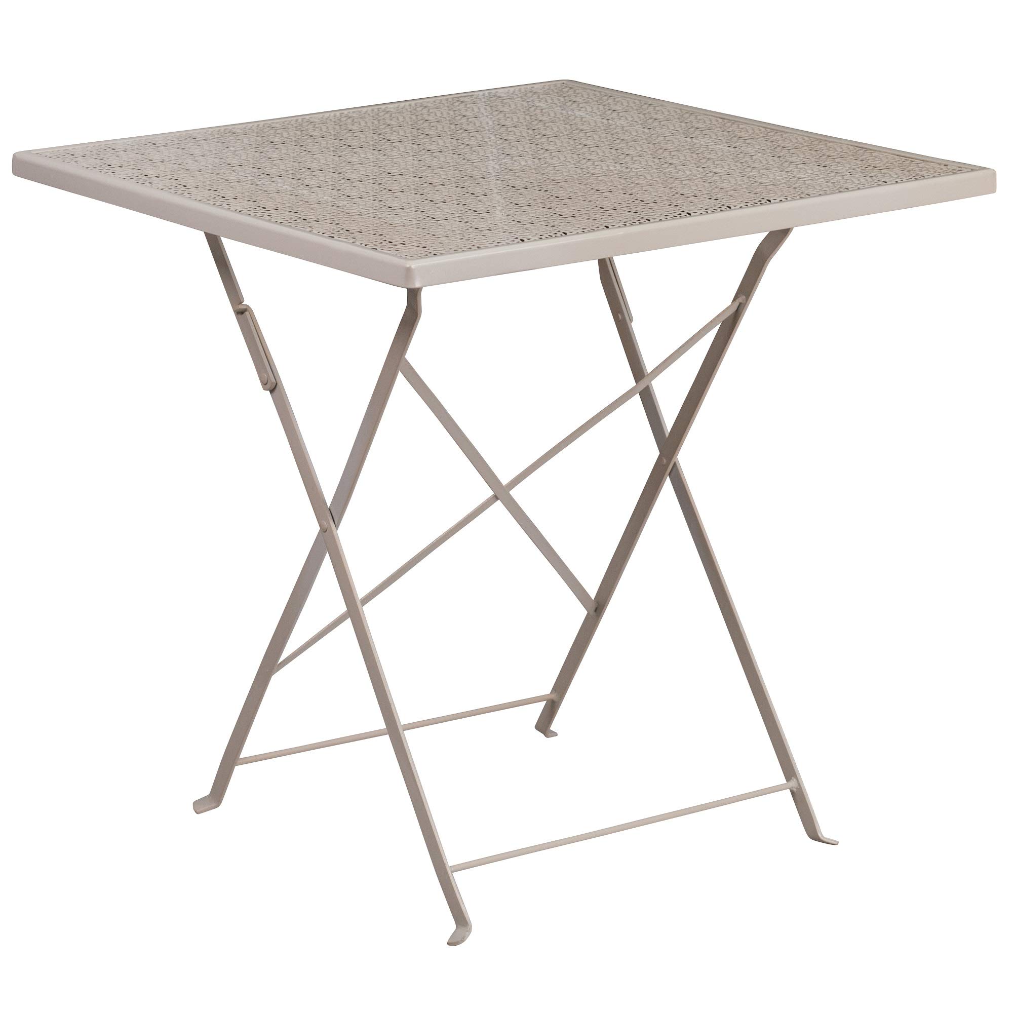 F&F Furniture Group 28 Inch Square Folding Table - Light Gray Weather-Resistant Outdoor Patio Dining Table for Garden, Deck, Poolside & Camping