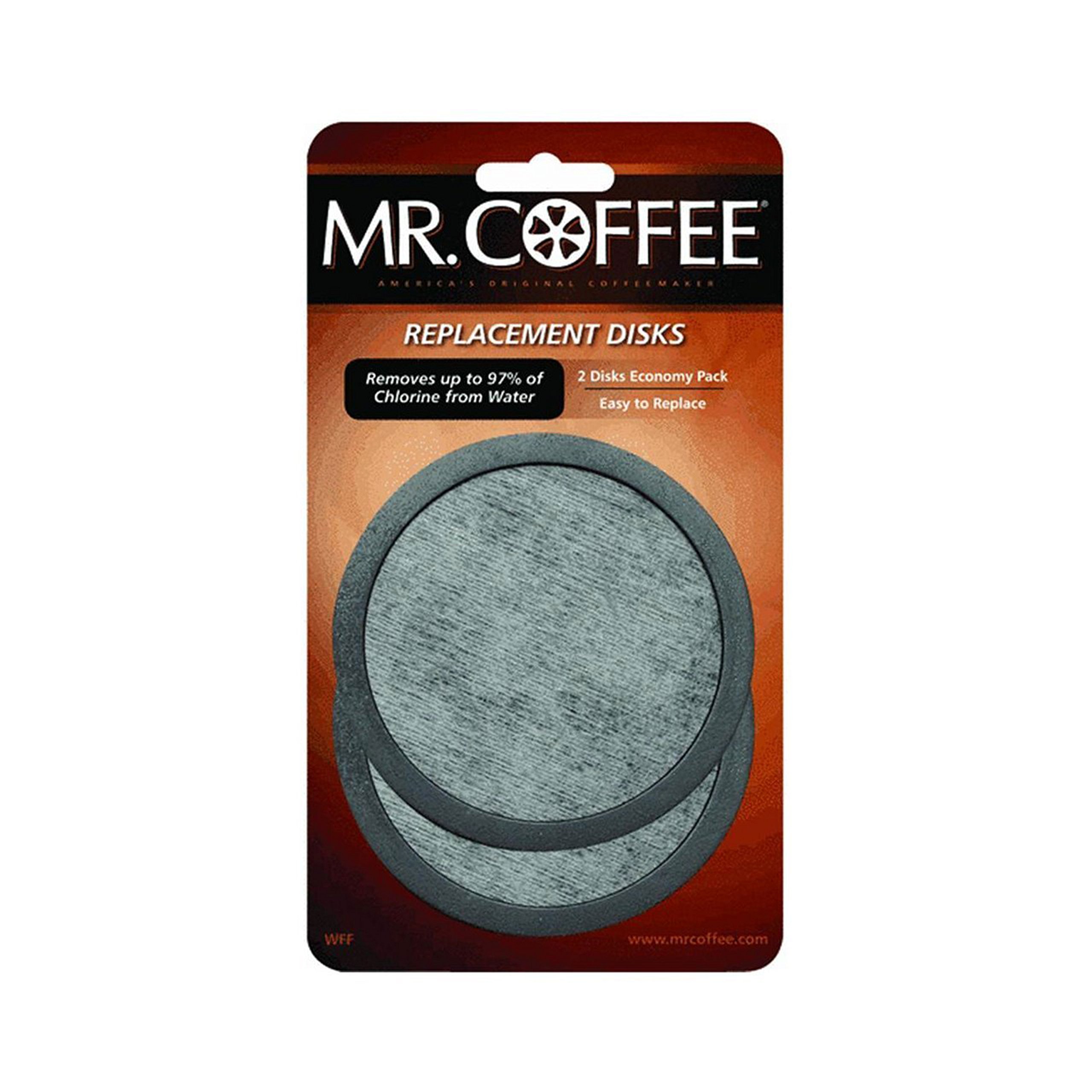Mr. Coffee Water Filter Replacement Disk, 2 Pack - Compatible with Most Coffee Makers - For Cleaner Tasting Coffee at Home or Office
