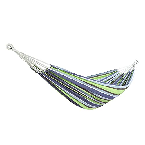 **Bliss Hammocks BH-401-BH Double Hammock for Camping & Hiking - Portable, Durable & Eco-Friendly Hand-Woven Cotton-Polyester Blend - Supports 265 lbs - Blue Honolulu - Perfect for Backpacking, Beach Trips & Backyard Relaxation**
