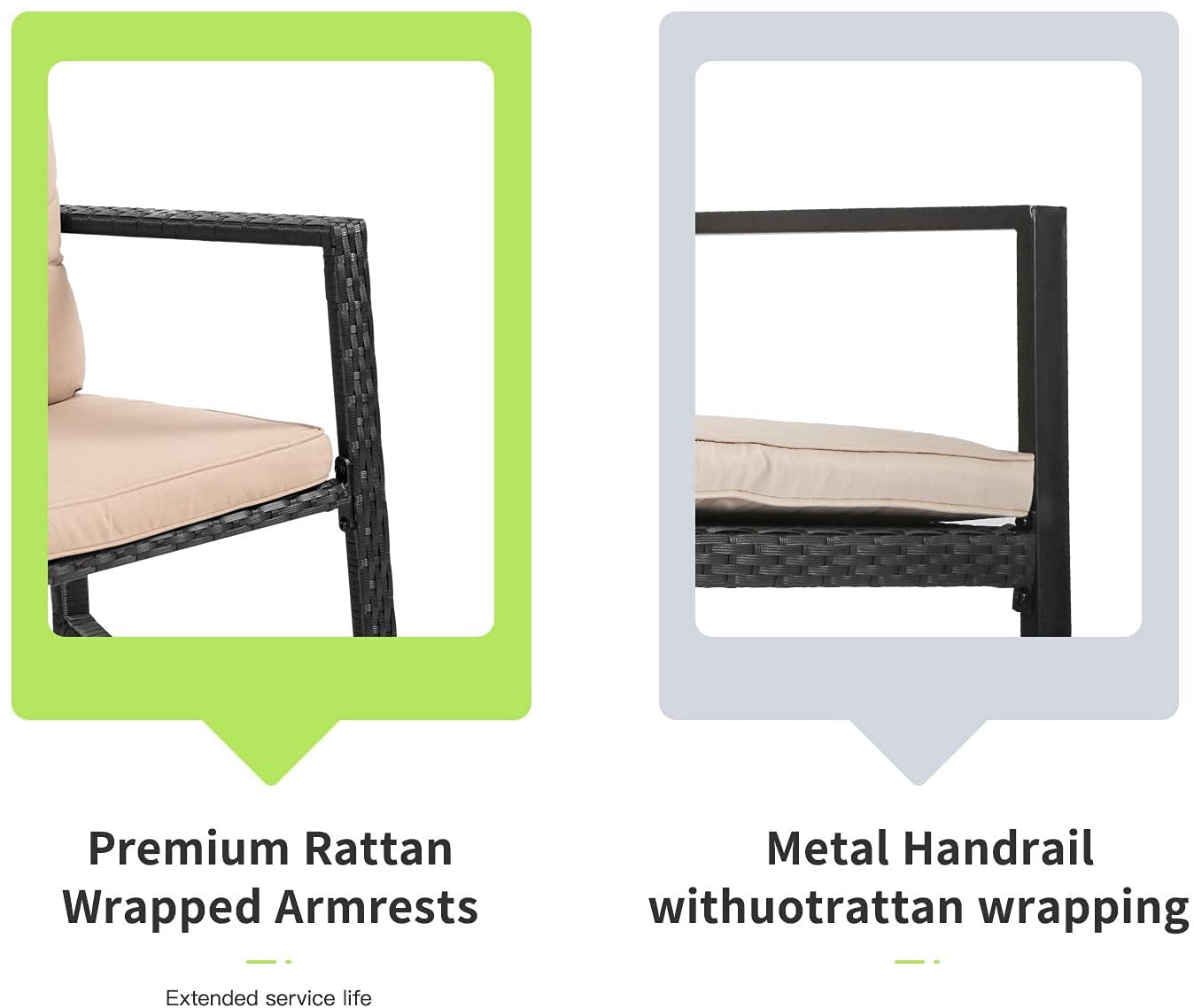 Modern 3-Piece Outdoor Patio Set - Wicker Rocking Bistro Furniture with Coffee Table for Garden, Yard & Balcony | Perfect for Relaxing, Entertaining & Outdoor Dining