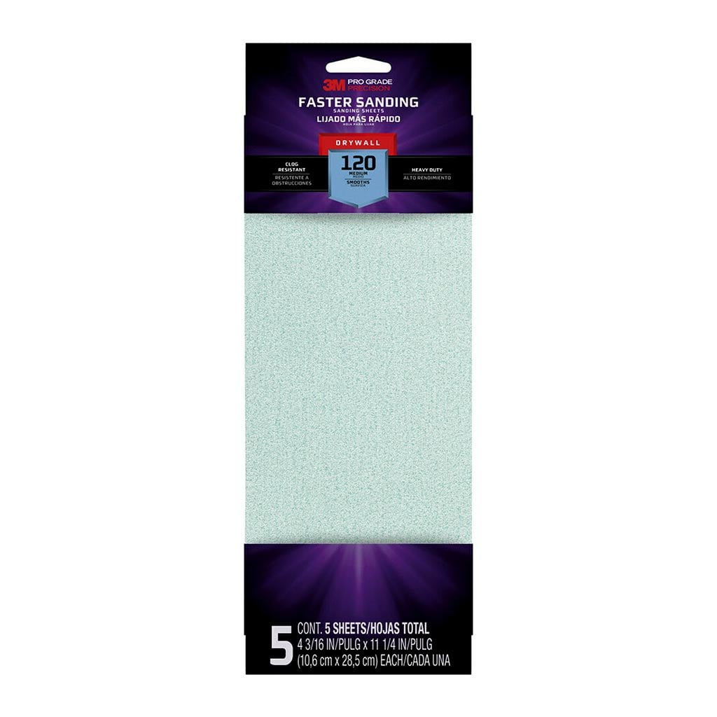 3M Pro Grade Precision Sanding Sheets 9095PGP CC 120 Grit, Pack of 5 - Premium Sandpaper for Woodworking, Metal Polishing & DIY Projects - Perfect for Home Improvement and Automotive Refinishing