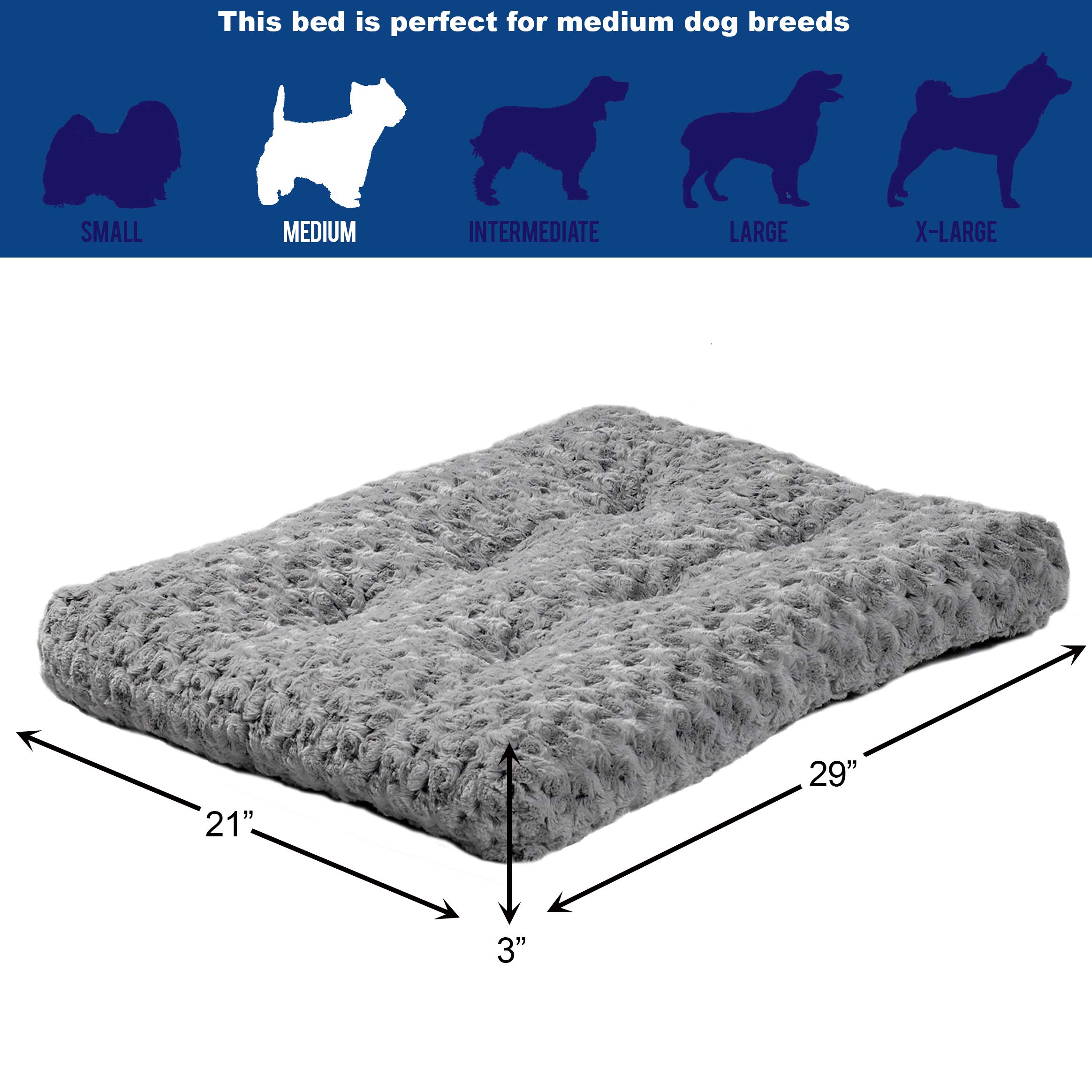 Midwest Homes for Pets Plush Ombre Swirl Dog Bed & Cat Bed - Gray 29x21x2 Inches, Medium Size Pet Bed for Dogs & Cats, Washable & Orthopedic Support - Perfect for Living Room, Bedroom, or Crate Use