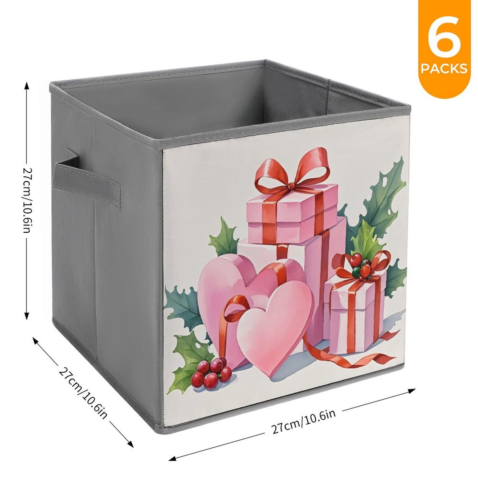 6-Piece Foldable Storage Bins with Handles - Large Capacity Printed Storage Boxes & Organizer Cubes for Playroom, Office, Home | Perfect for Toys, Books, Clothes & Home Organization