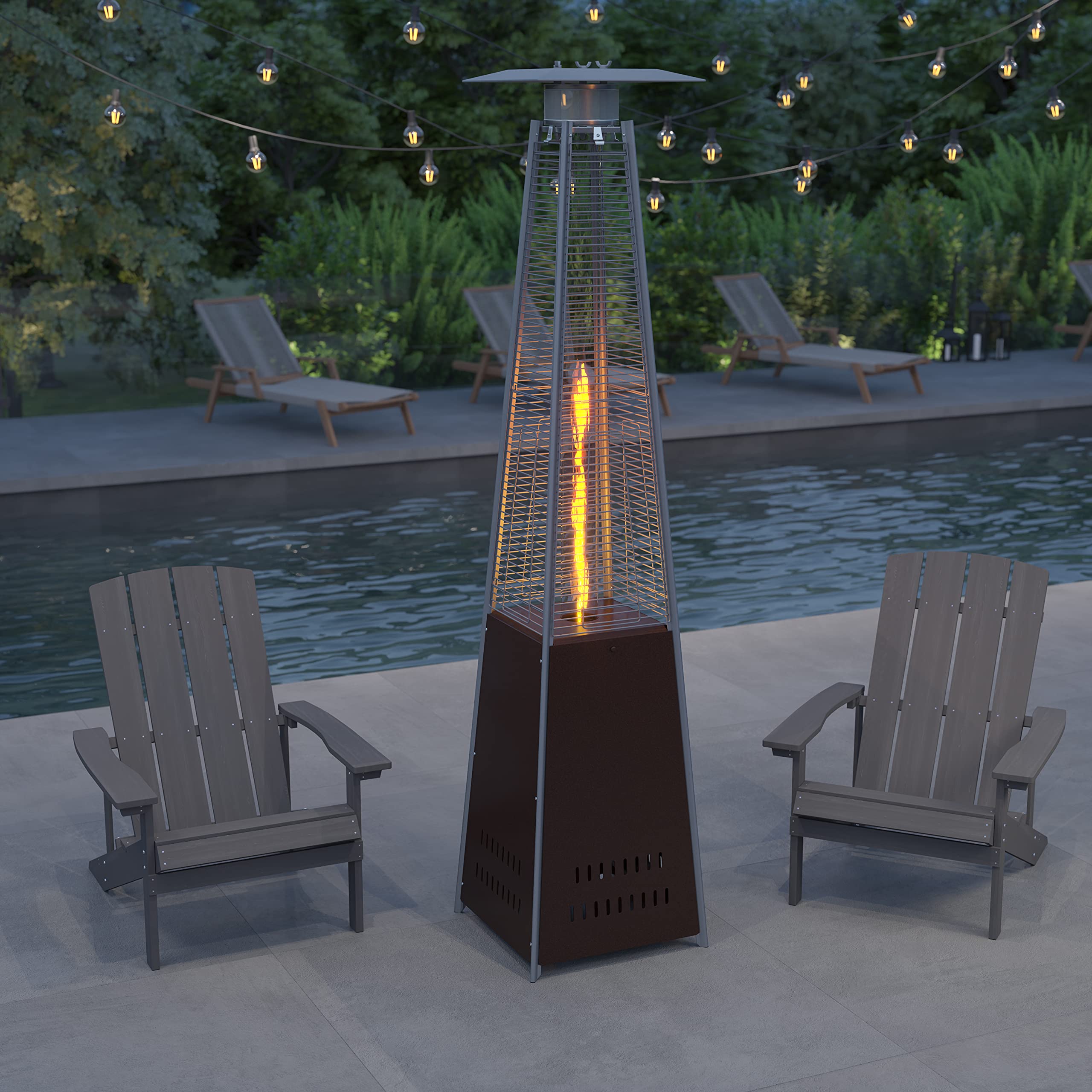 Merrick Lane 7.5ft Bronze Pyramid Outdoor Patio Heater - Portable Standing Heater for Backyard, Deck & Garden - Weather-Resistant Heating Solution for Cold Evenings