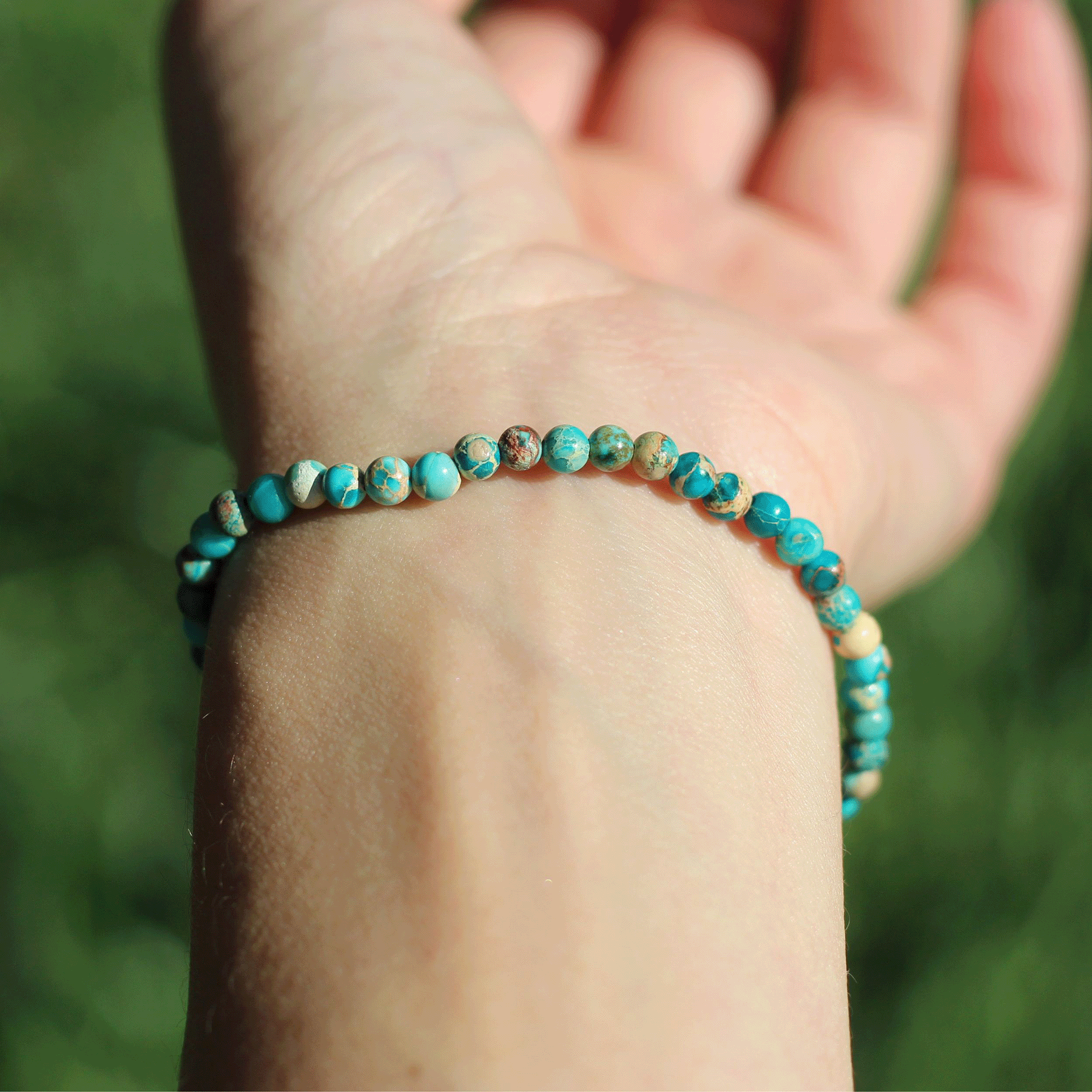 Lake Blue Emperor Bracelet Mini - Handmade Adjustable Beaded Bracelet for Men & Women - Perfect for Yoga, Meditation & Spiritual Healing