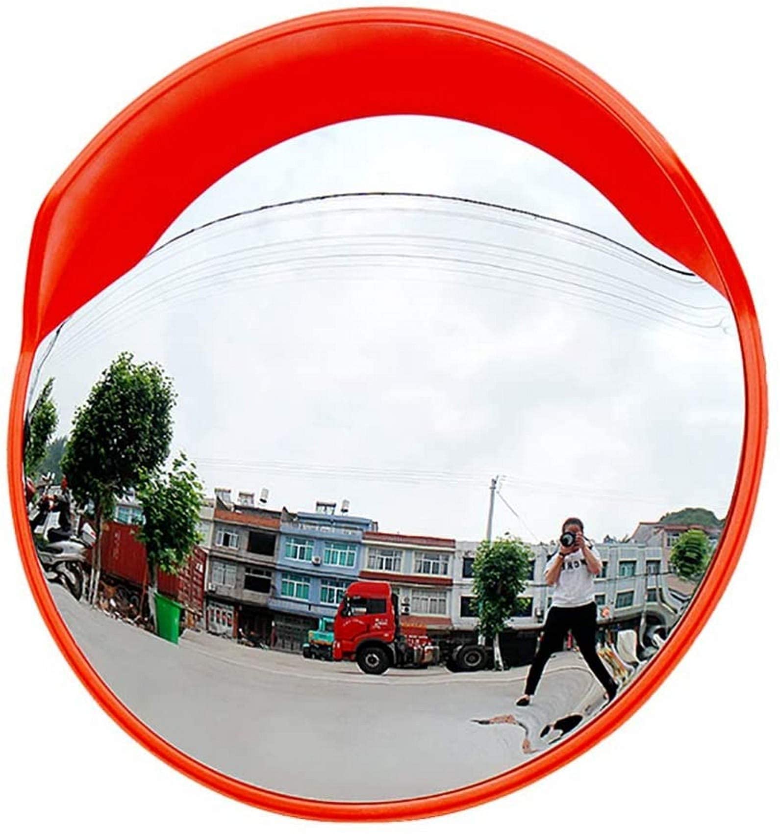 FMOGE Convex Mirror - Wide Angle Traffic Safety Mirror for Outdoor & Indoor Use - Spherical Road Mirror for Blind Spots, Driveways, and Parking Lots - Anti-Theft Security Mirror for Enhanced Visibility