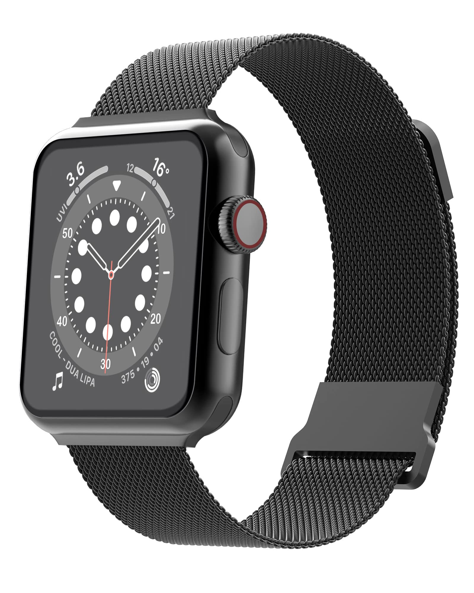 Biuupa Magnetic Mesh Band for Apple Watch 38mm 40mm 41mm - Compatible with Series 7/6/5/4/3/2/1/SE - Breathable Stainless Steel Adjustable Wristband for Women & Men (Black) | Perfect for Workouts, Office & Everyday Wear