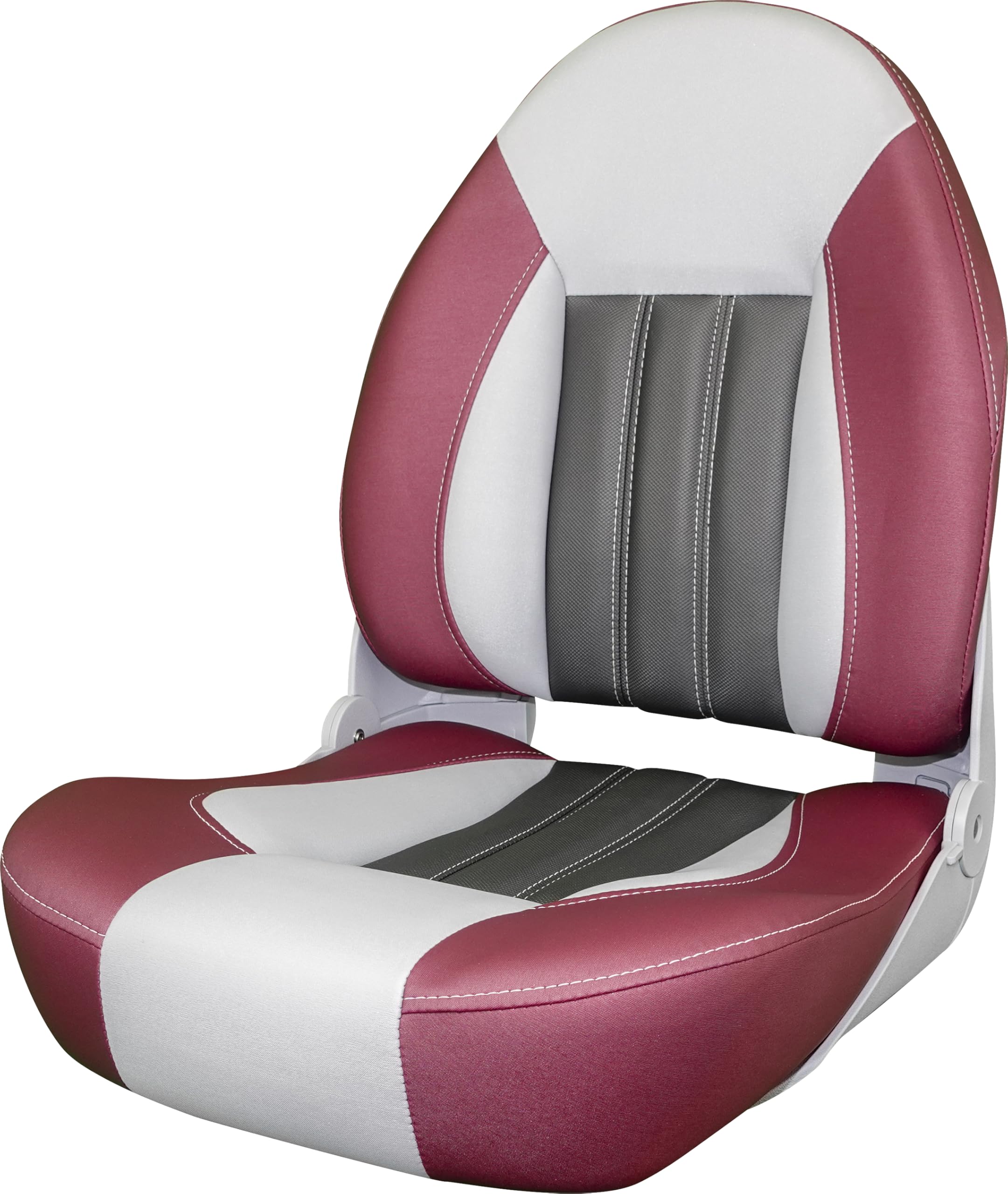 Tempress ProBax Orthopedic Folding High Back Boat Seat - Ergonomic Support for Fishing & Boating - Raspberry, Gray, Carbon Colors - Perfect for Long Hours on Water