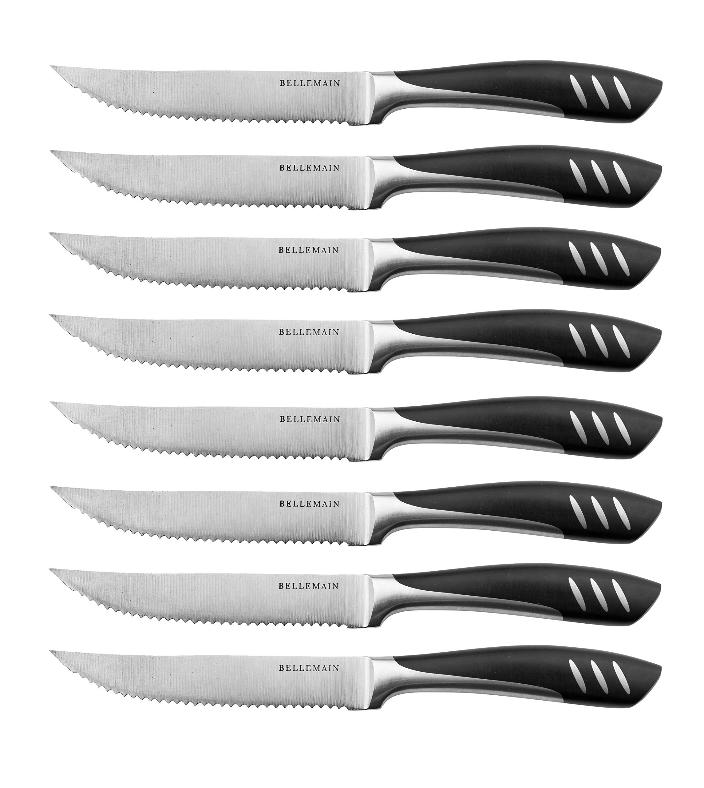 Bellemain Premium 8-Piece Steak Knife Set - High-Quality Stainless Steel Blades for Precise Cutting - Lightweight & Durable Serrated Steak Knives - Dishwasher Safe - Perfect for Steak Dinners, BBQ Parties & Fine Dining