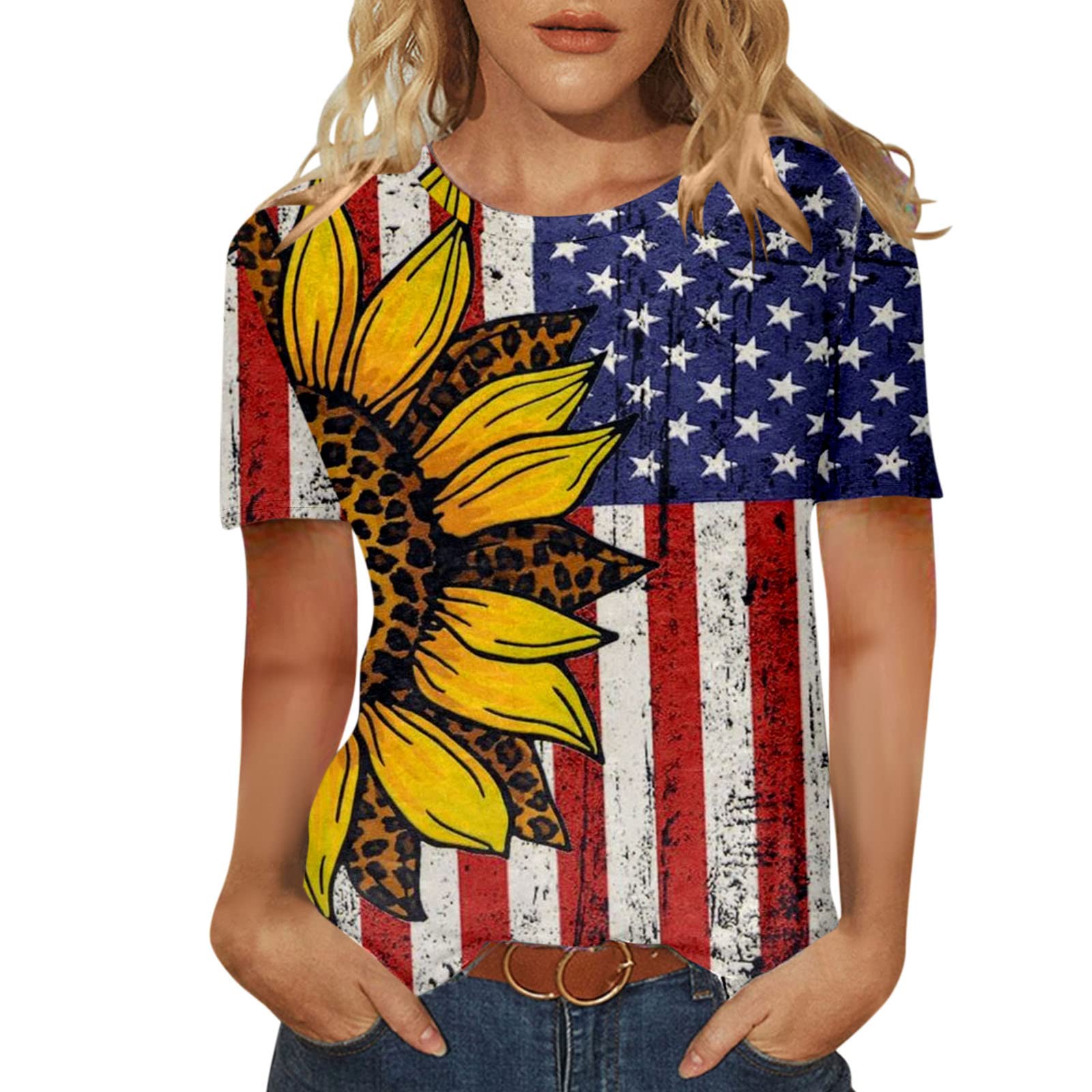 Women's Summer Tops - Short Sleeve Gradient Loose V-Neck T-Shirts | Casual Blouse for Women | Perfect for Beach Outings, Summer Parties & Everyday Wear