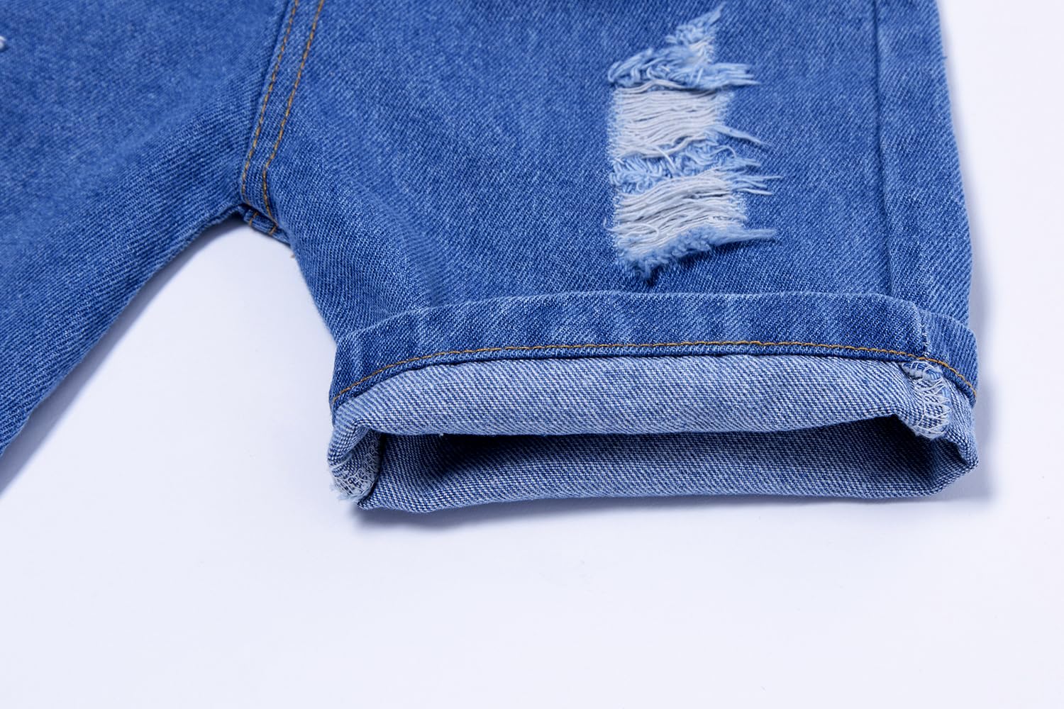 LittleSpring Boys Ripped Denim Shorts - Elastic Waist for Play & Outings