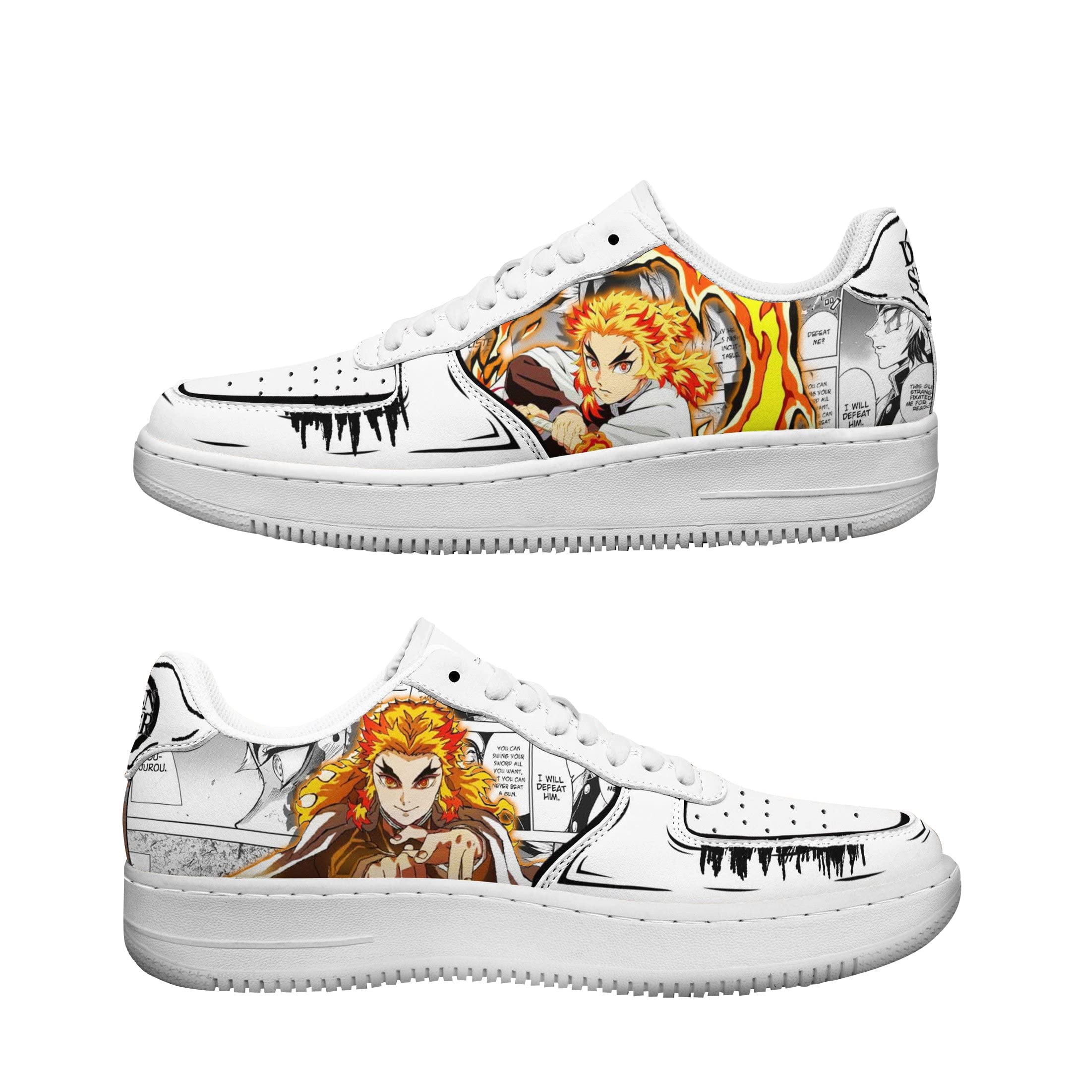 Custom Anime Demon Slayer Tanjiro & Zenitsu Printed Basketball Shoes - Low-Top Lace-Up Sneakers for Men & Women - Japan Manga Cosplay, Running, Outdoor Sports - Perfect Gift for Anime Fans