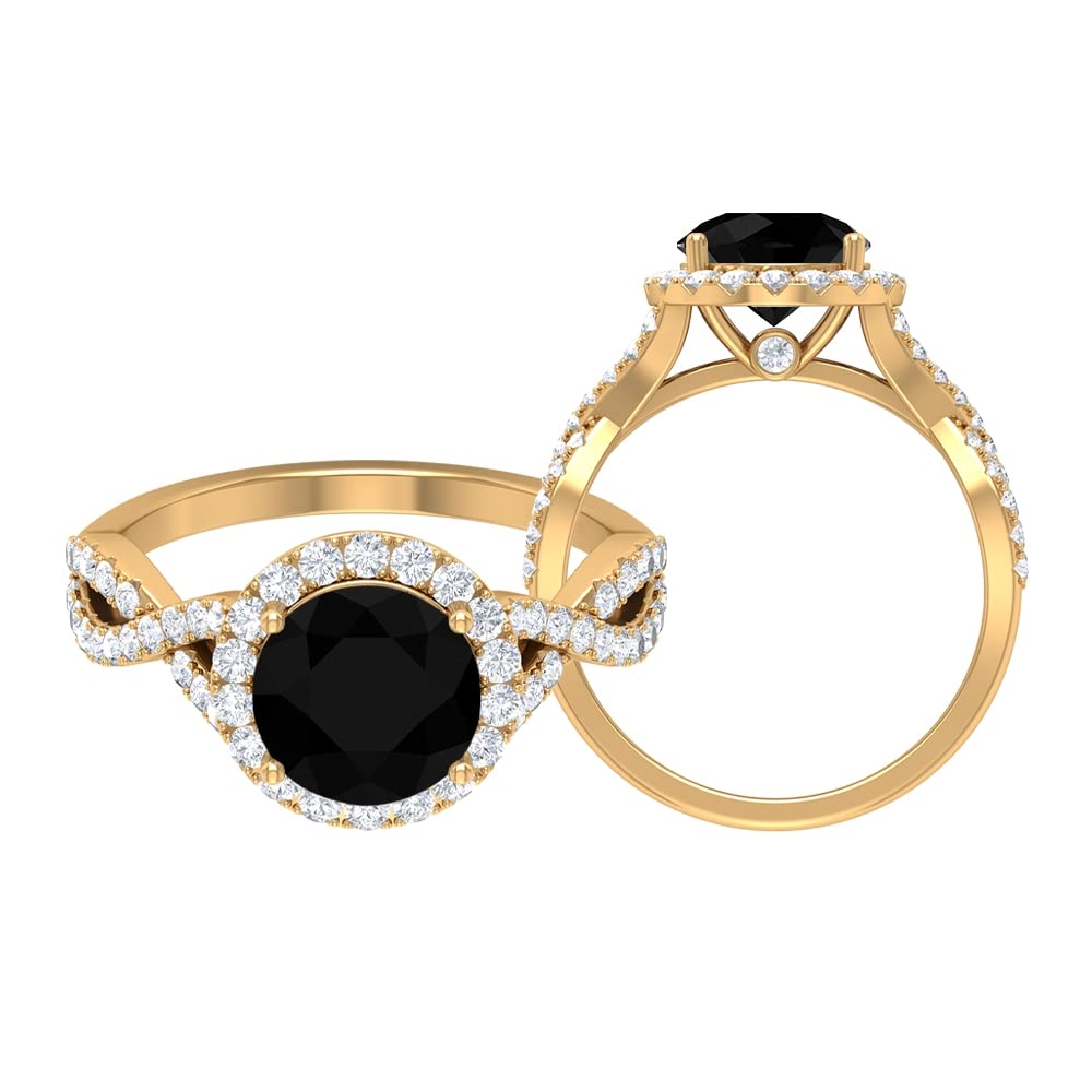 3.25 CT Black Spinel & Moissanite Criss Cross Engagement Ring for Women - 14K Solid Gold Wedding Band, Anniversary Gift, Promise Ring - Perfect for Proposals, Valentine's Day & Special Occasions