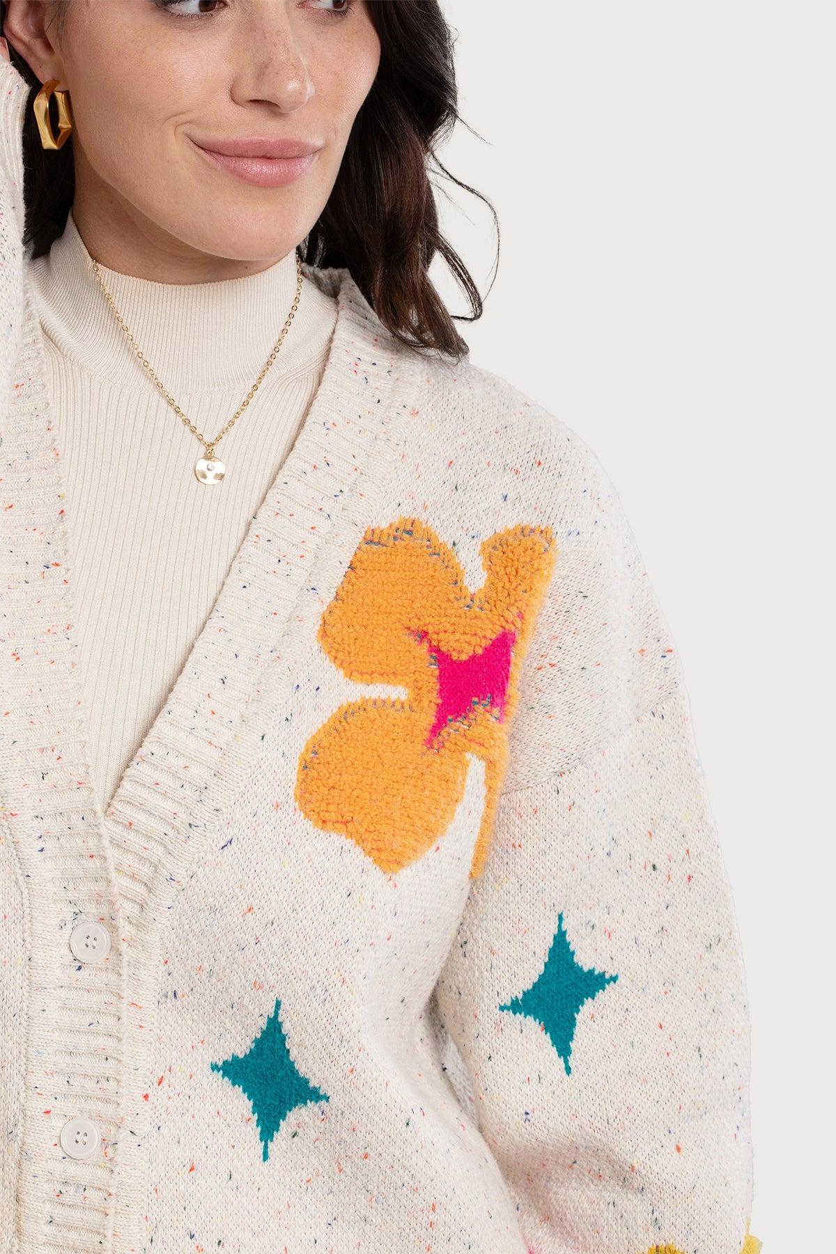 Floral Cardigan Button Up Sweater for Women - Lightweight Knit Open Front Cover-Up for Spring & Fall - Perfect for Office, Date Night & Casual Outfits