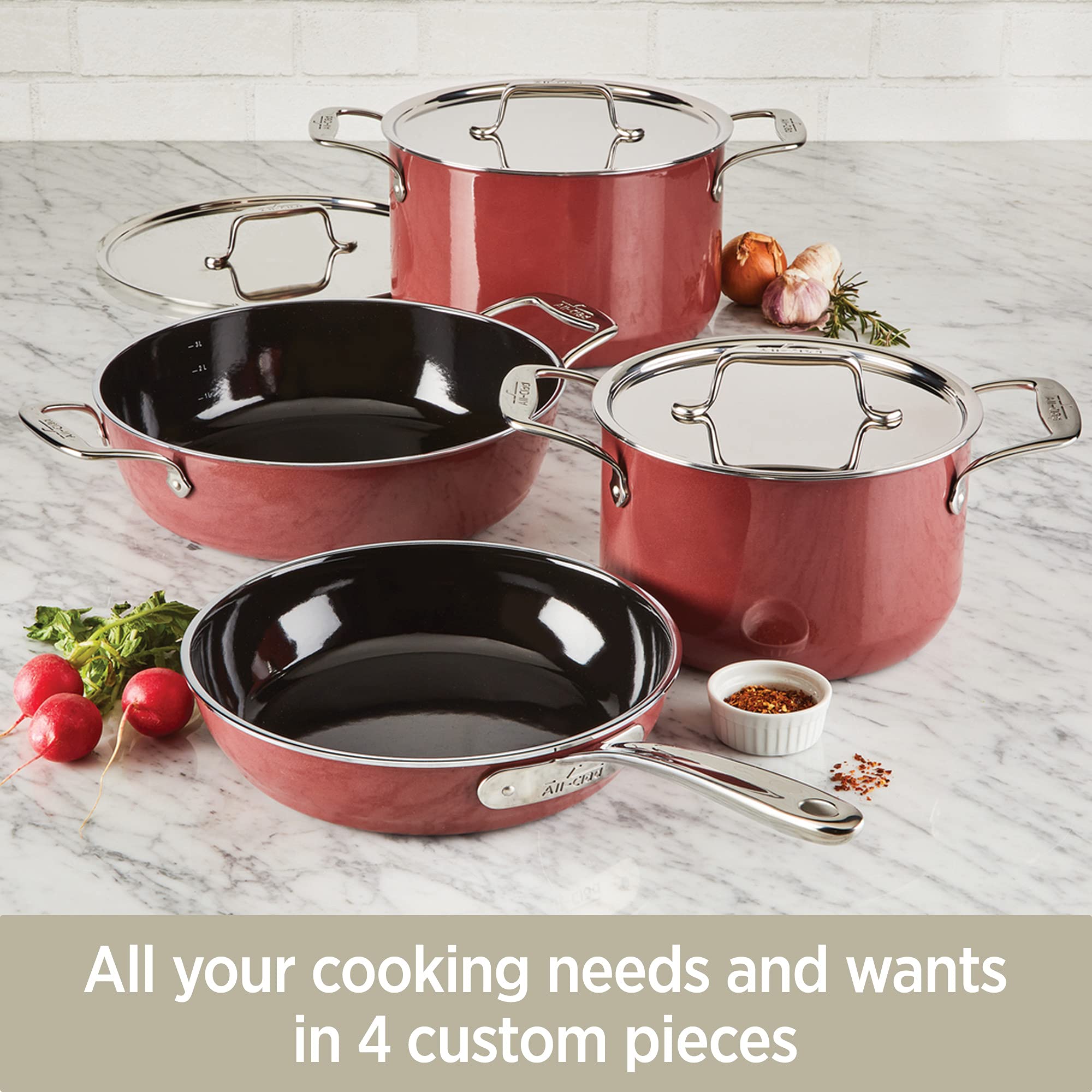 All-Clad FusionTec 4.5 Quart Ceramic Nonstick Universal Pan - Induction, Oven & Broiler Safe (500°F) - Rose Quartz Cookware for Sautéing, Frying & Baking - Perfect for Home Chefs & Professional Kitchens