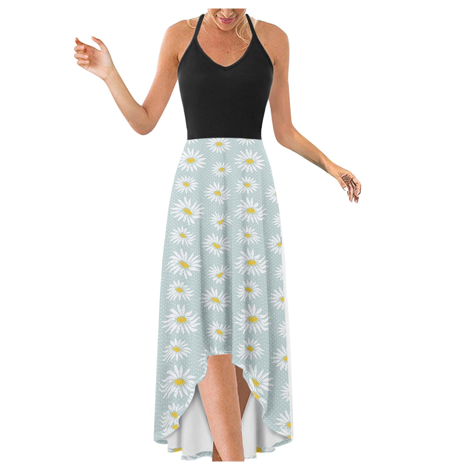 Elegant White Boho Maternity Maxi Dress for Baby Shower & Wedding - Flowy Handkerchief Hem Pregnancy Dress (Blue, Size 8/L) - Perfect for Maternity Photos, Bridal Showers & Special Occasions