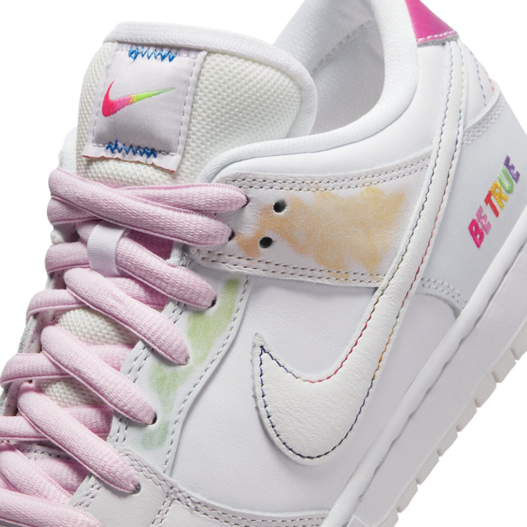 Nike Dunk Low Be True White Summit Rainbow Sneakers - LGBTQ+ Pride Shoes for Men & Women - Casual Streetwear & Running Shoes for Everyday Wear