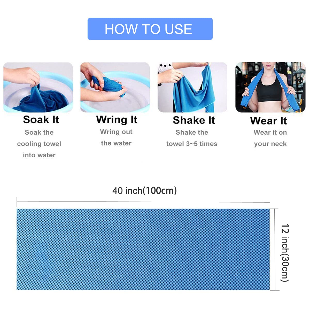 4 Pack Cooling Towels for Neck & Face - Microfiber Yoga & Sports Towel | Soft, Breathable & Chilly for Fitness, Running, Gym, Golf | Perfect for Outdoor Activities, Travel & Camping (40''x12'')