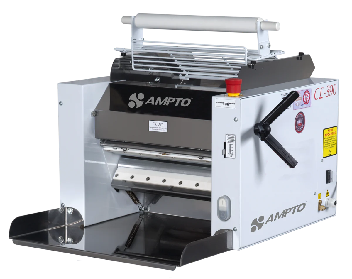 AMTPO 16'' Dough Roller & Sheeter - Table Top Pasta Machine with 16 lbs Dough Capacity & 75 RPM - Perfect for Home Bakeries, Pasta Making, Pizza Dough, and Pastry Preparation (Model CL 390)